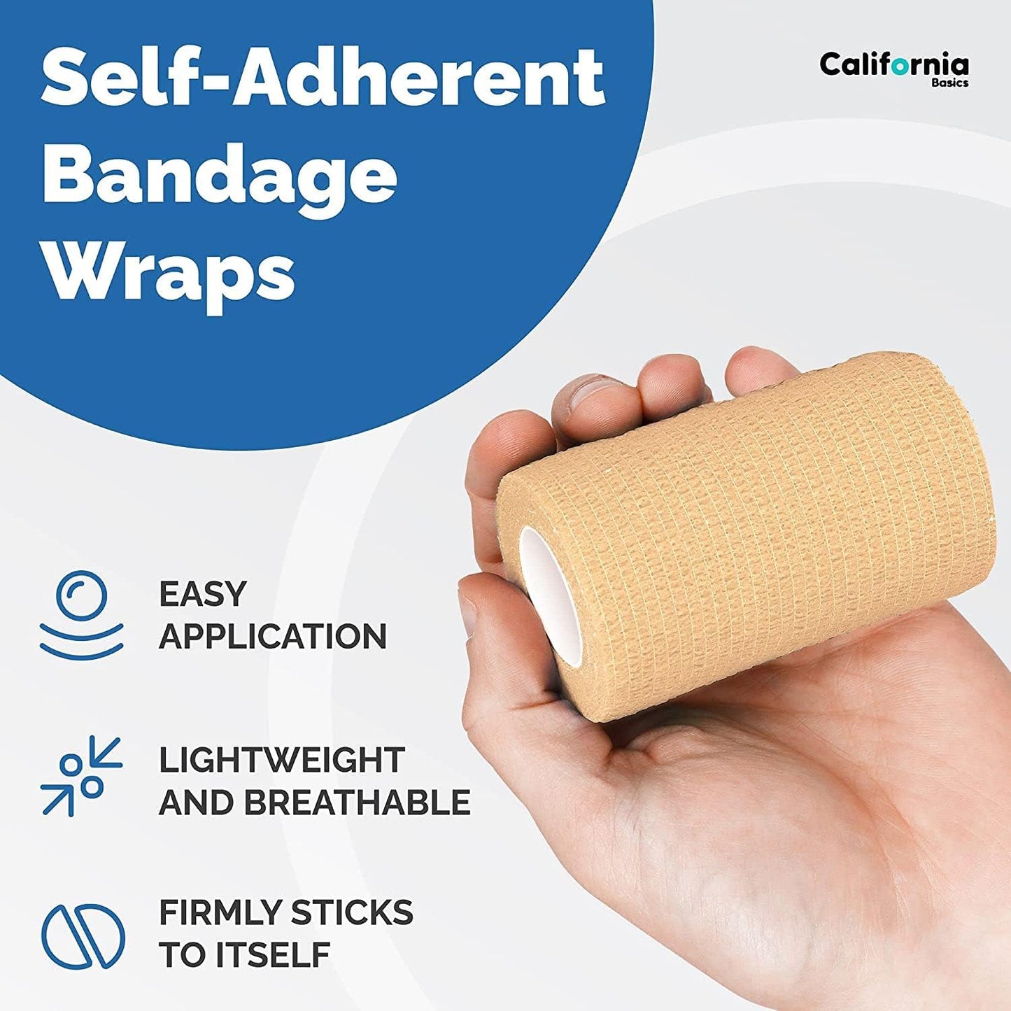 Self-Adhesive Bandage Wrap - Suitable for All Sports - Breathable Athletic Tape for Wrists - Knee and Ankle - Self Adhesive Bandage- 4 Inch- 12 Pack - Brown