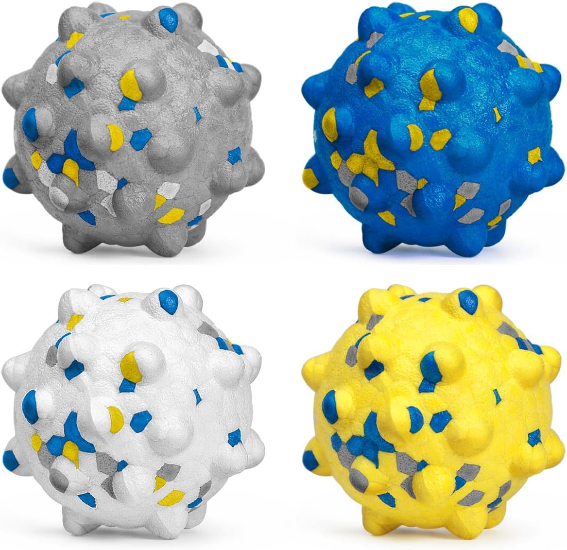 Dog Tennis Balls for Aggressive Chewers, Indestructible Durable Bouncy Interactive Toy for Dogs Fetch Game Lightweight Floating Outdoor Training(4Pcs Small)