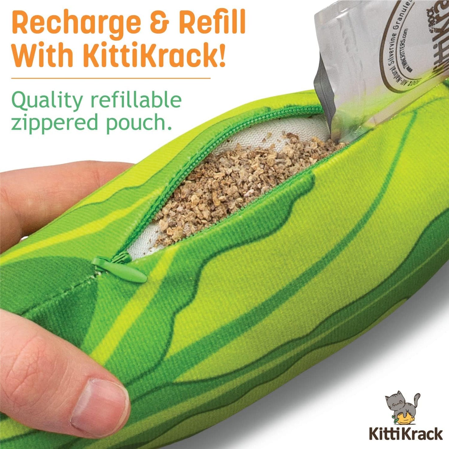 KittiVeggi 2-Pack Organic Silvervine Catnip Substitute Toys for Cats & Kittens | 100% All-Natural Wild Harvested Silvervine | 2 Refillable Vegetable Kicker Cat Toys