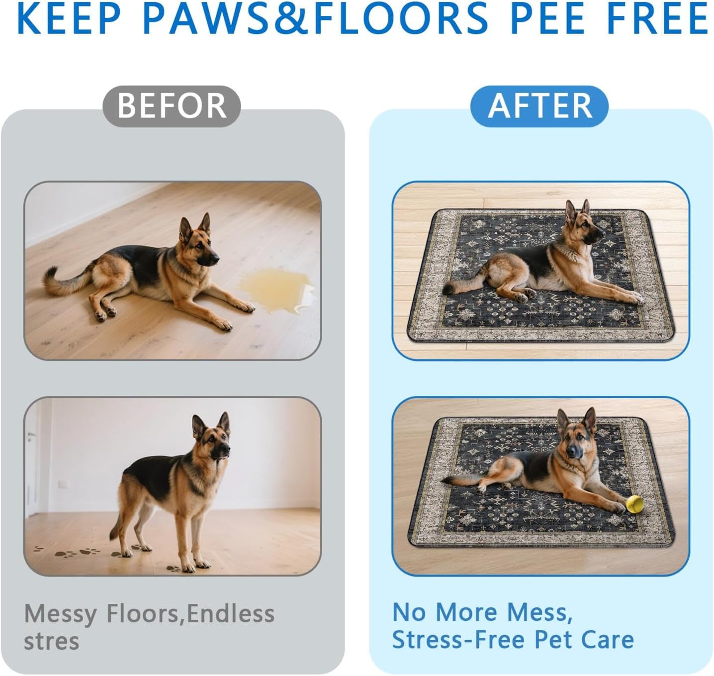 Washable Pee Pads for Dogs 2 Pack, Absorbent Reusable Puppy Pads Waterproof, Leakproof & Non-Slip Whelping Pad, Potty Training Pads for Dogs Playpen Mat 48x48