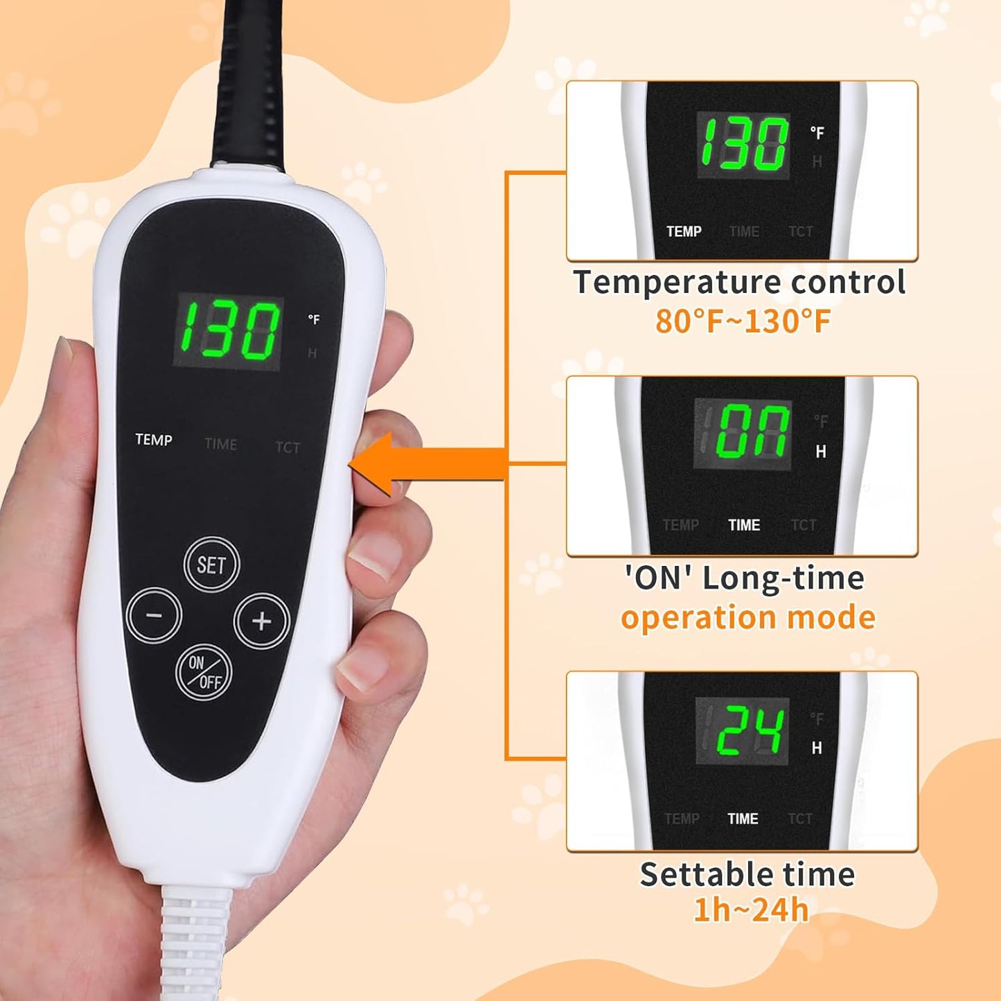 Large Dog Heating Pad 36×24 in for Dogs Smart Thermostat,Whelping Box for Dogs Metal Tube Waterproof Shell with Plush Cotton Cover Puppy Whelping Supplies -Apricot