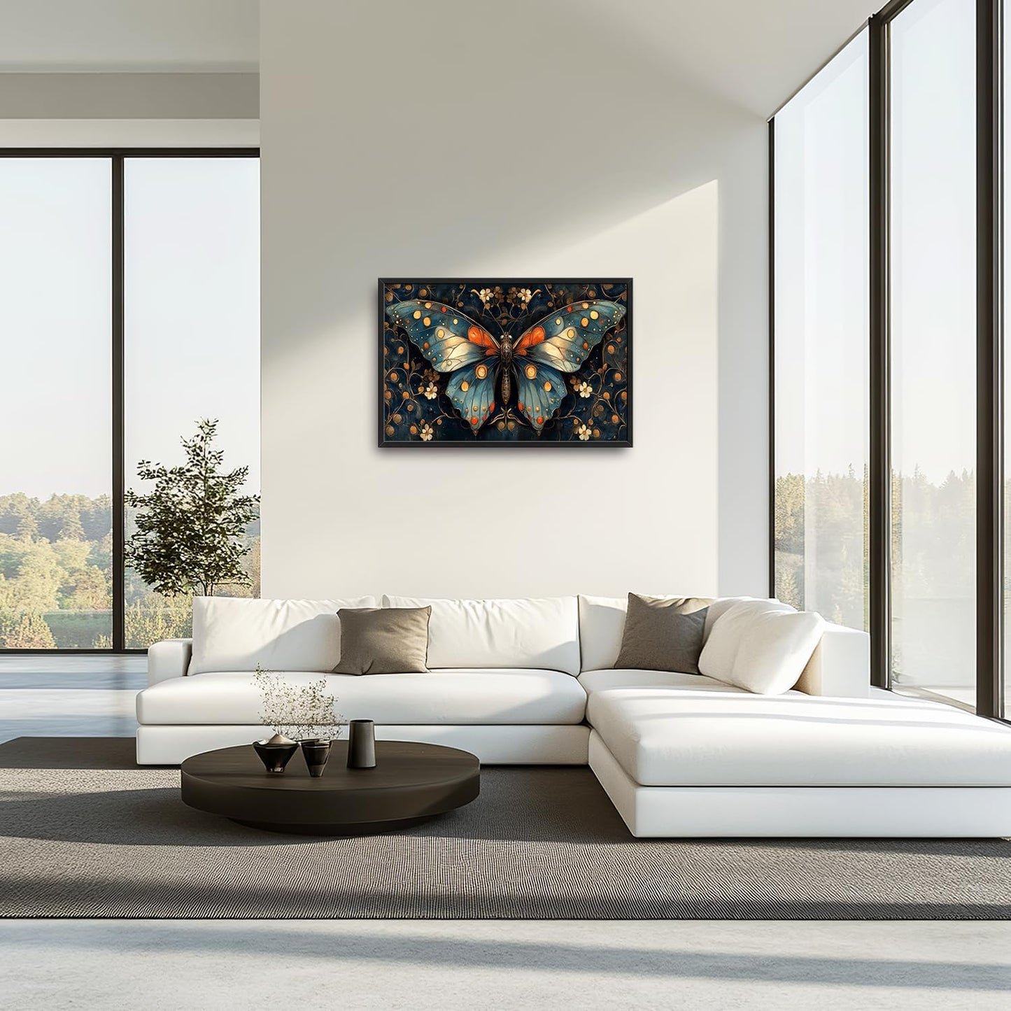 Large Butterfly Wall Art for Living Room, Butterfly Canvas Oversized Wall Decor, Floral Aesthetics Framed Pictures Painting Print Artwork for Bedroom Office 36L" x 24W"