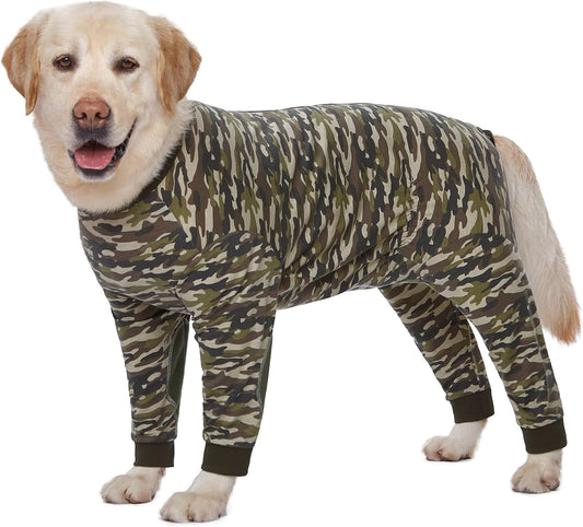 Yeapeeto Dog Onesie Surgery Recovery Suit for Large Medium Bodysuit Dogs Pajamas PJS Full Body for Shedding, Prevent Licking, Wound Protection, Cone Alternative (6XL, Camo)