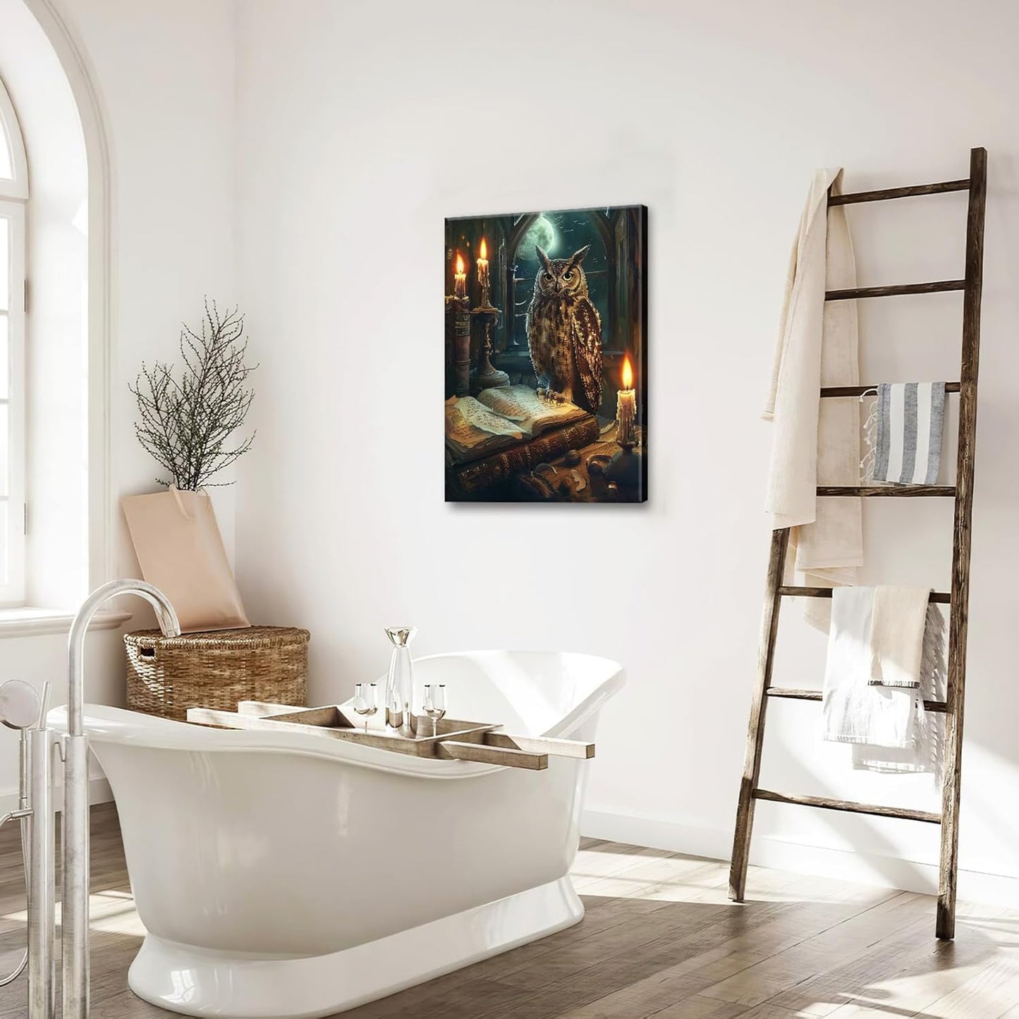 Owl Book Wall Art Vintage Canvas Wall Decor Prints Framed Painting Owls Pictures Gifts Artwork for Bathroom Living Dining Bedroom 16"x24"