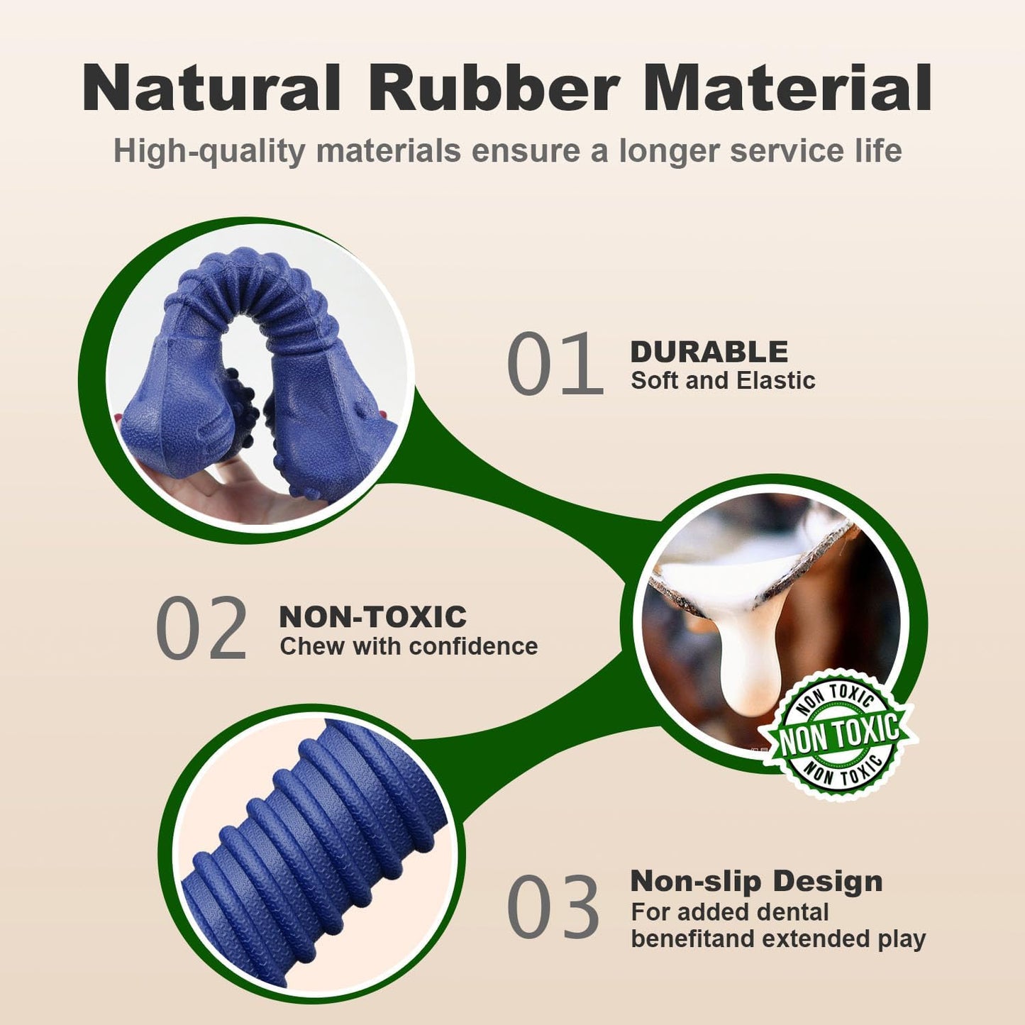 Dog Toys for Aggressive Chewers, Indestructible Chew Toys for Medium Large Dogs,Durable Rubber Dog Bones with Beef Flavor, Tough Dental Toy for Boredom Relief (Blue)