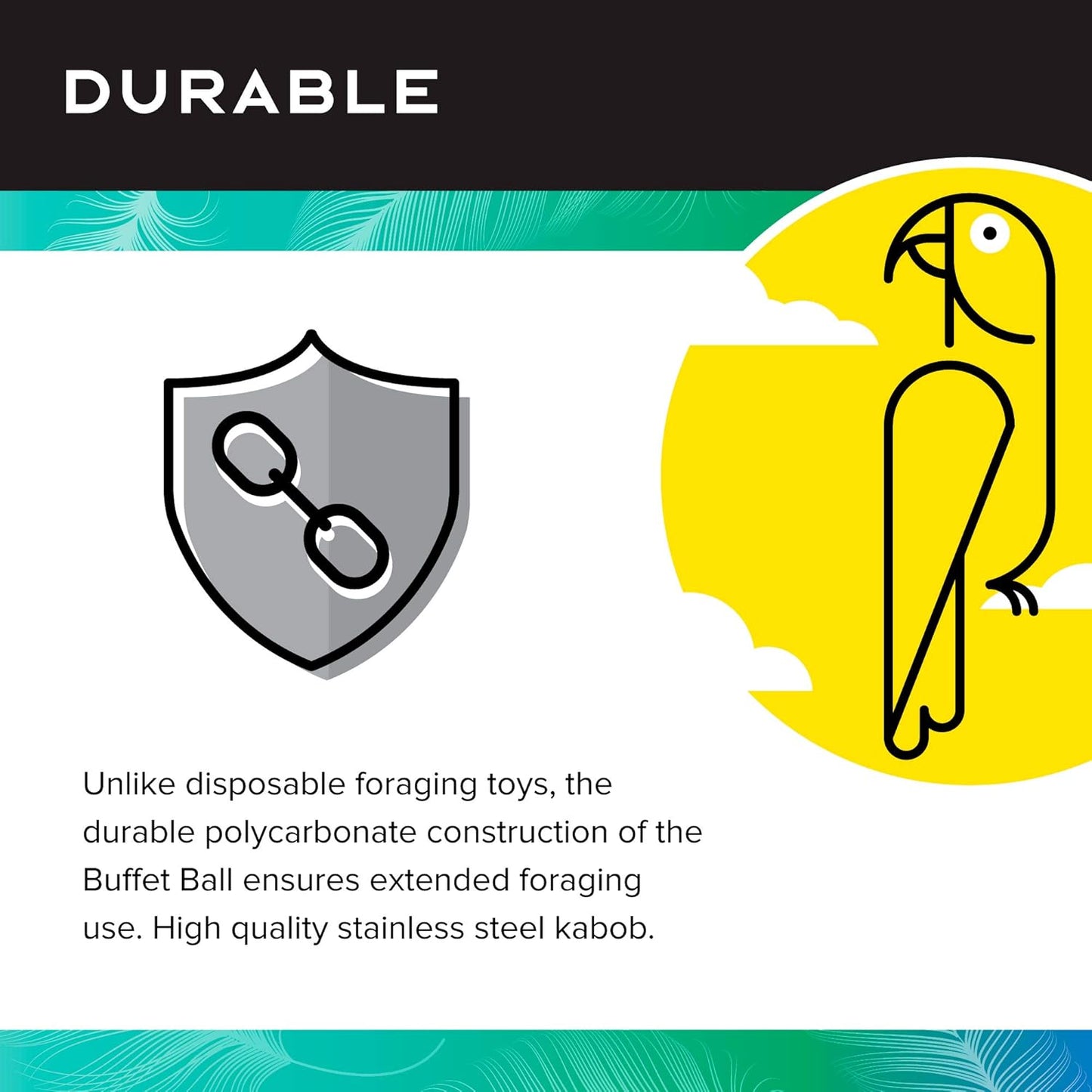 Featherland Paradise - Hanging Buffet Ball - Interactive Bird Toy and Treat Dispenser - Creative Foraging Systems - Ideal for Medium to Extra Large Birds