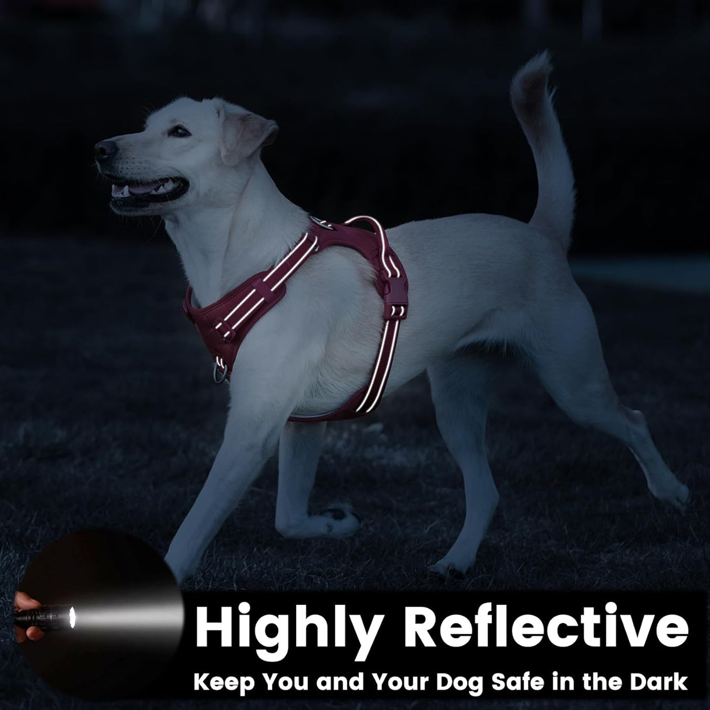 No Pull Dog Harness, Reflective Puppy Vest for Small Medium Large Sized Dog(Burgundy Red,L)