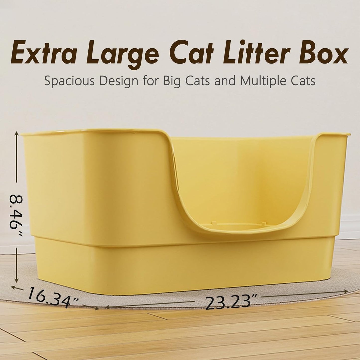 Extra Large Cat Litter Box with High Sides,23.23"×16.34"×8.46",Jumbo Kitty Litter Box with Low Entry,XL Cat Boxes for Indoor Cats,Easy to Clean,Anti-Splashing(Green)