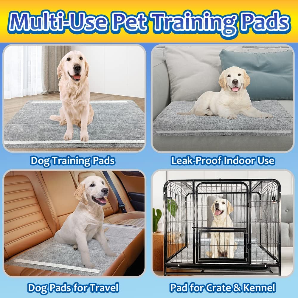 60 Count Charcoal Pee Pads for Dogs, 28"x34" Activated Charcoal Dog Pee Pads, Odorless Potty Pads, XL Disposable Puppy Pads Pet Training Pads