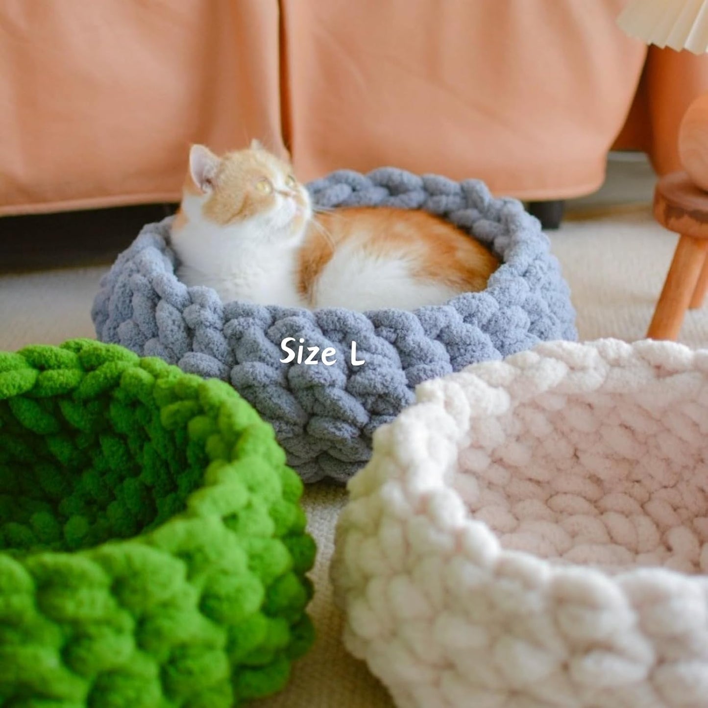 Cat Nest Bed – Premium Handwoven Washable Extra Soft Round Cave House for Indoor Kitten & Kitty, Small & Large (Cloud White,Medium)