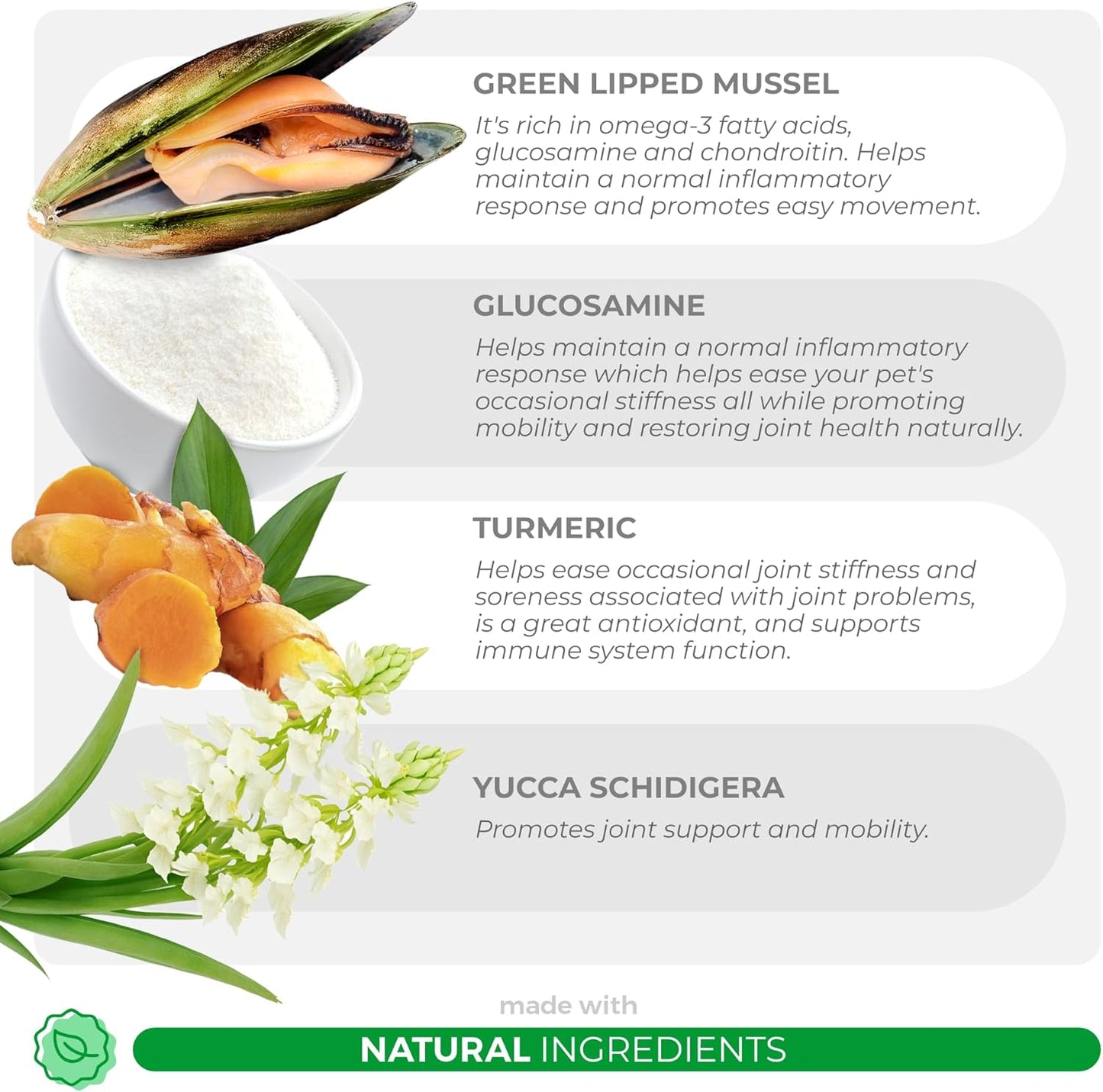 Hip and Joint Supplement for Dogs - with Glucosamine, Green Lipped Mussel, Turmeric, Chondroitin, Fish Oil, MSM and Yucca Schidigera for Dog Joint Relief & Mobility.