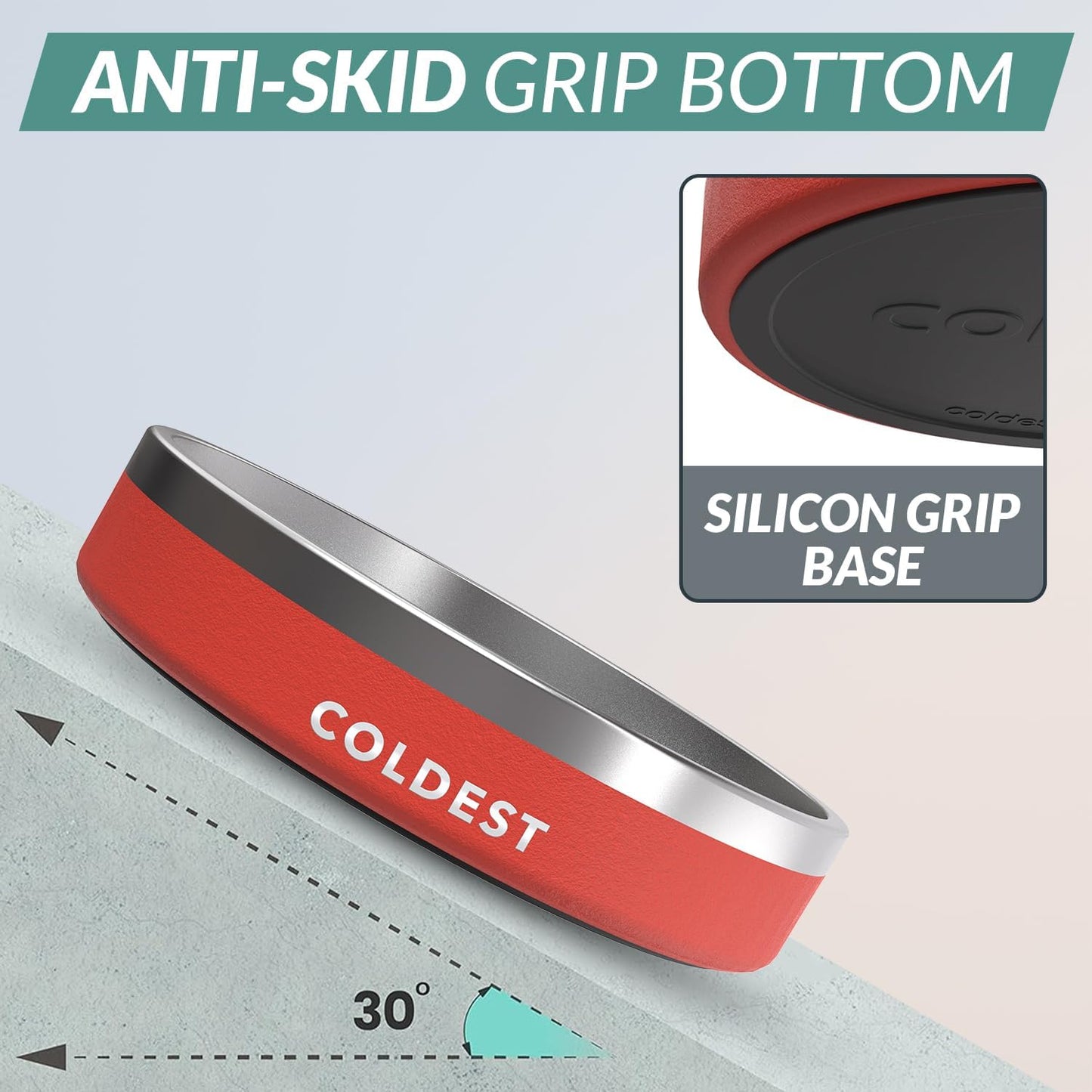 Coldest Dog Bowl - Anti Rust Metal, Non Slip, 3 Layers Insulated Stainless Steel Dog Bowls - Spill Proof & Heavy Duty - Water Bowl for Dogs, Cats & Pets, Dish Washer Safe (21 oz, Red)