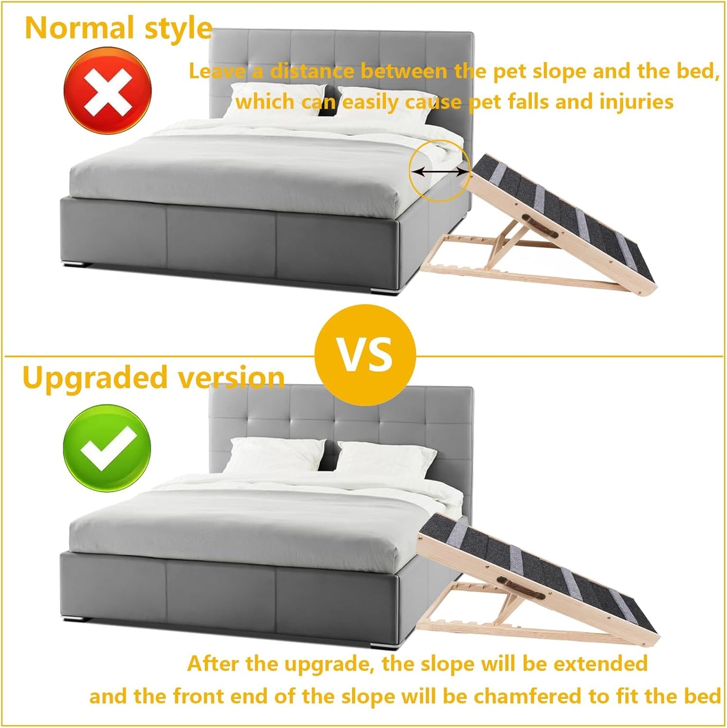 Upgrade 2-in-1 Pet Ramp Dog Stair,Folding Pet Stairs,Portable Dog Ramp for Small&Large Old Animals with Non-Slip Surface,Dog Ramp for Bed,Couch and Car,11.8" to 23.6" Height Adjustable(40×17.7)