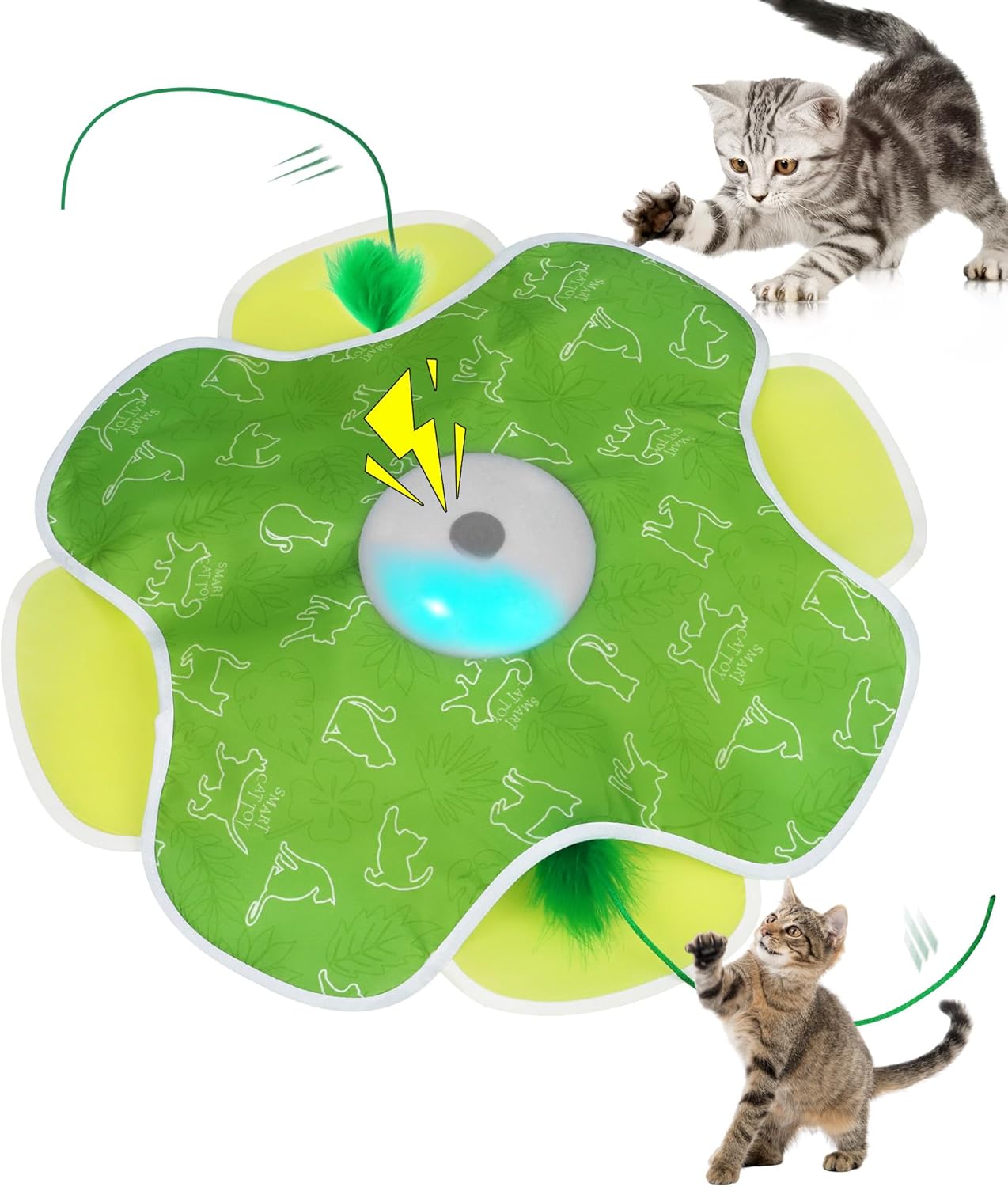Interactive Cat Toy, Rechargeable Cat Toys for Bored Indoor Adult Cats, Hide and Seek Cat Toy with Motion Activated, Feather Toys, Chirping, Exercise Toys for Indoor Bored Adult Cats