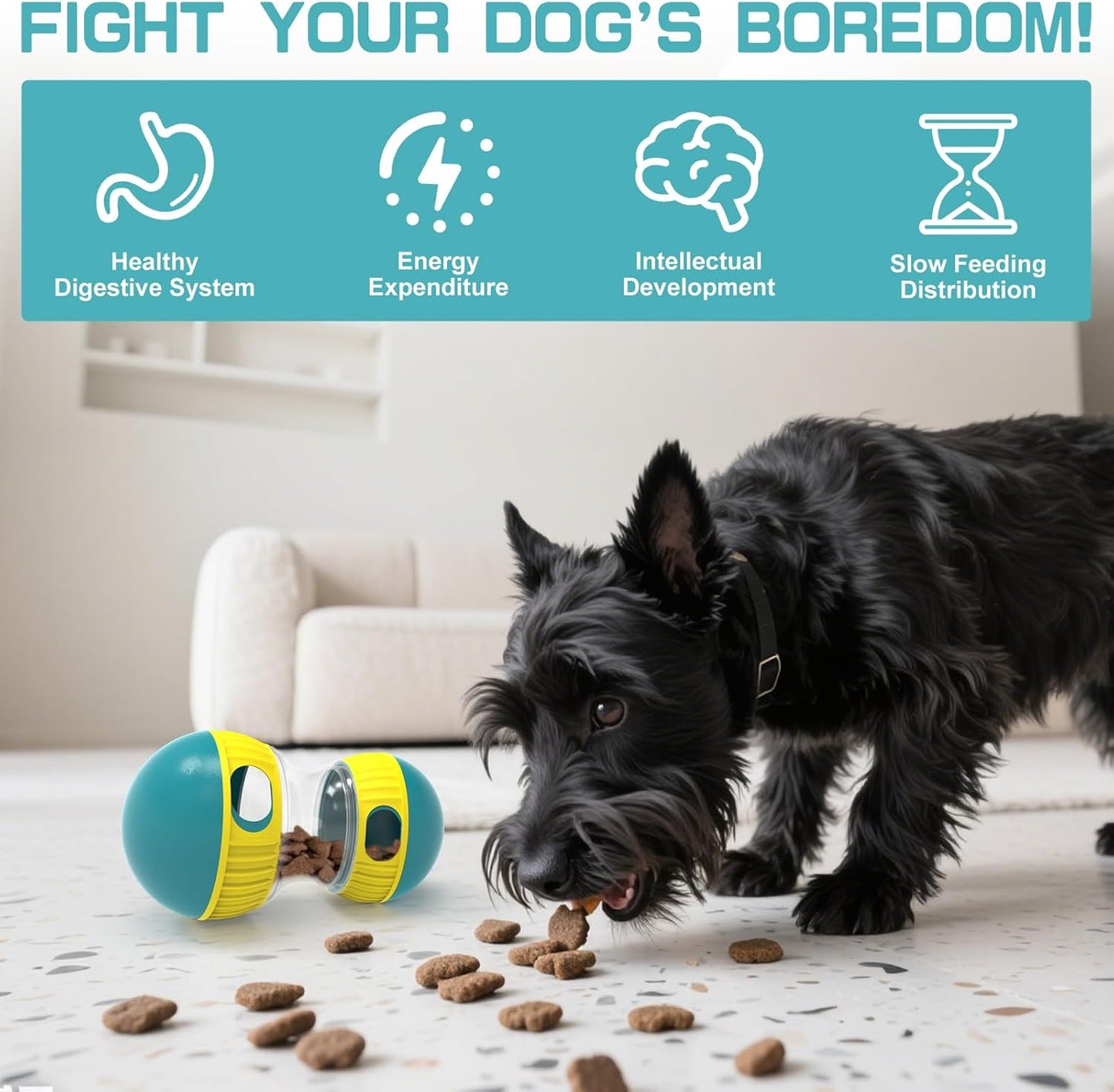 Interactive Dog Puzzle Toys for Indoor Adjustable Food Dispensing Treat Dispenser Ball & Slow Feeder for Large/Medium/Small Dog to Keep Them Busy, Green