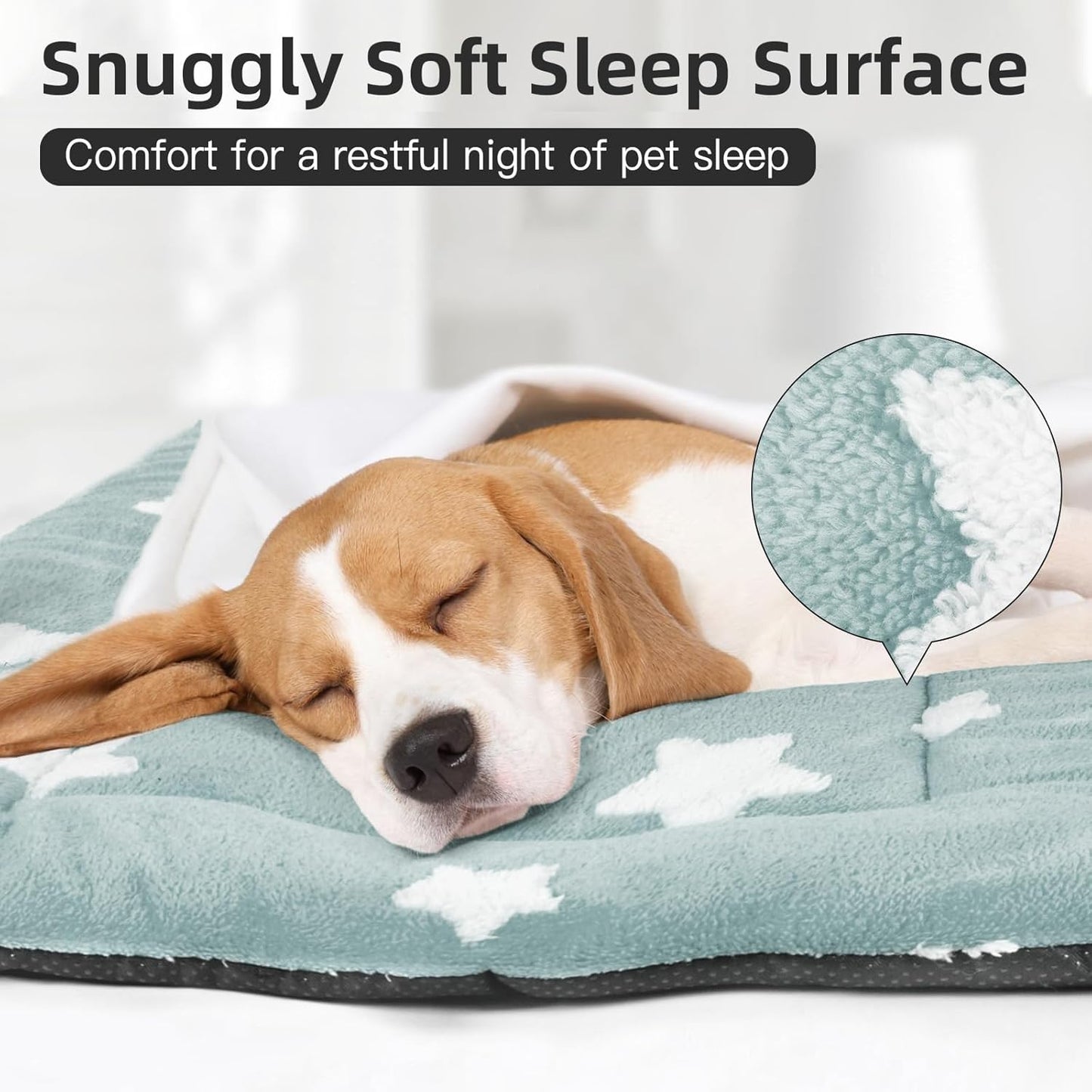 Mora Pets Dog Crate Pad Kennel Bed Crate Mat for Small Dogs Washable Cute Star Pet Bed for Dog Cage Ultra Soft Flat Puppy Cat Kitten Pillow Cushion for Sleeping Anti-Slip Blue 24 x 18