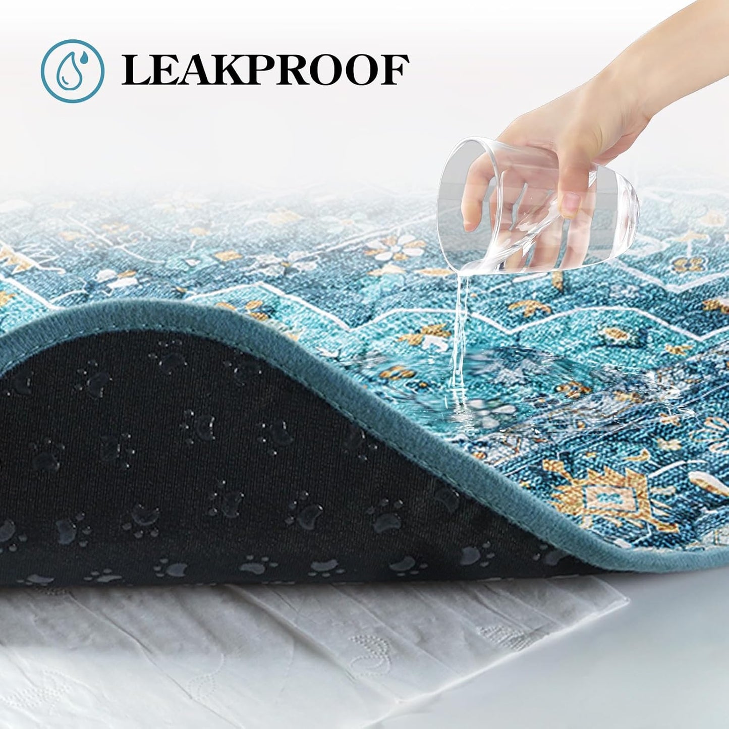 HAOCOO Washable and Reusable Pee Pads for Dogs,(1 Pack) 6Ft x 6Ft Super Absorbent Puppy Training Pads, Blue Waterproof Leak-Proof Whelping Pads Non-Slip Potty Pads for Pet Housebreaking