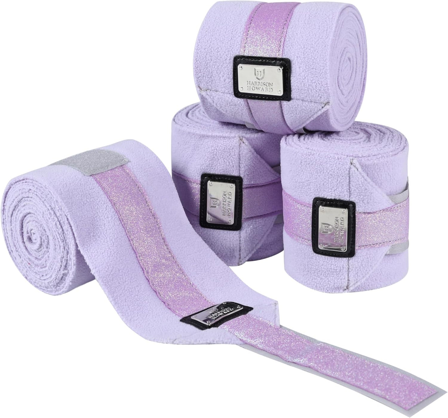 Harrison Howard Horse Polo Wraps Upgrade with Bling Leg Wraps for Horses 4-Pack Fleece Leg Wraps Stable Supplies Lavender L