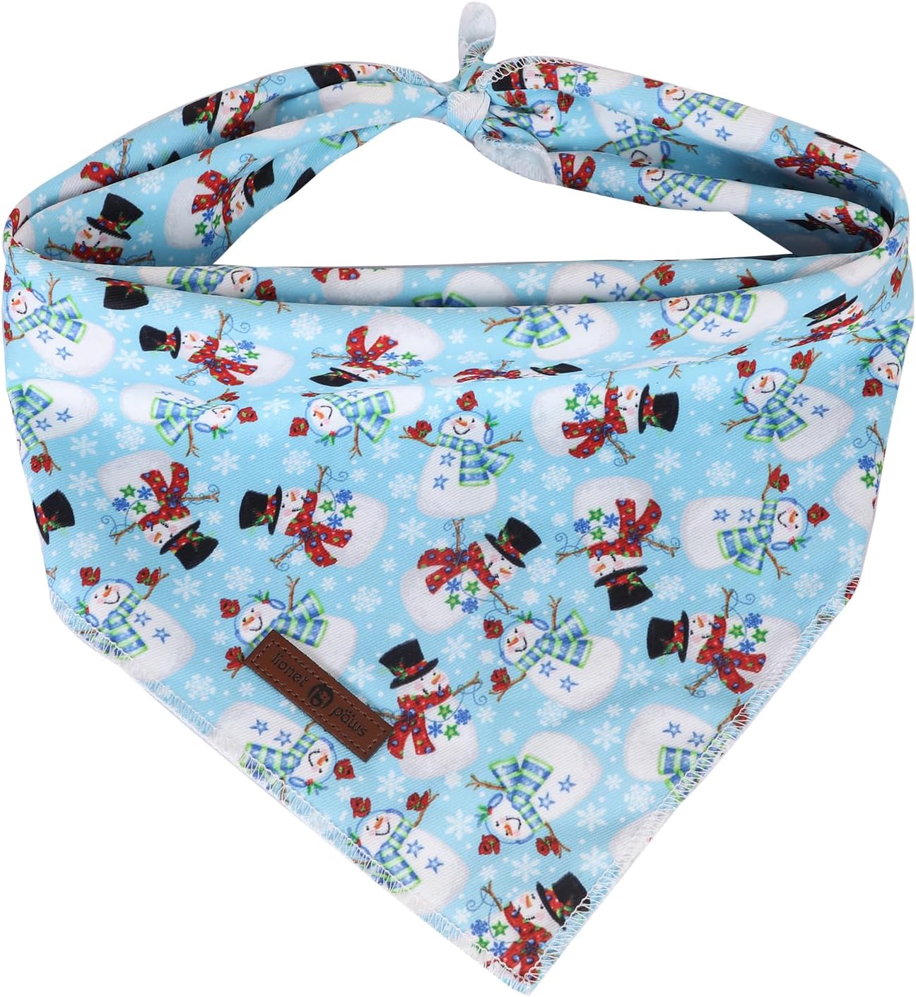Lionet Paws Christmas Dog Bandana,Fabric Snowman Blue Dogs Kerchief for Small Medium Dogs,Dog Cotton Triangle Bibs Scarf for Girl Boy