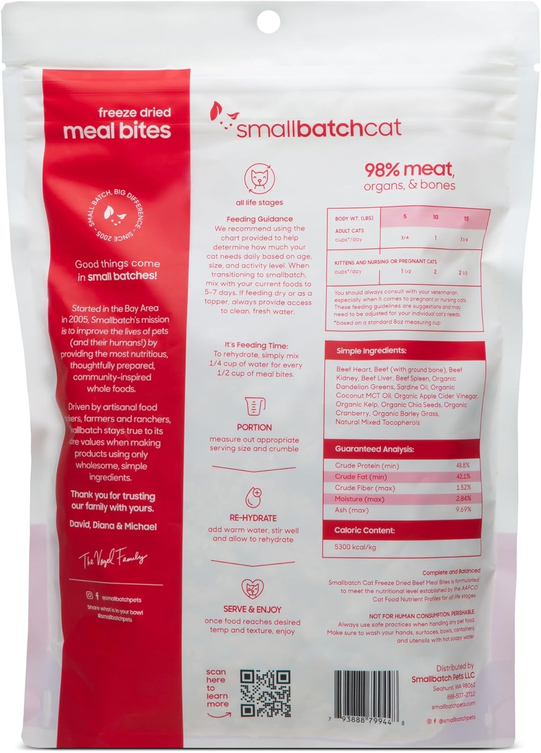 smallbatch Pets Freeze Dried Cat Treats, Raw Dry Cat Food Bites, Beef Recipe, High Protein Food Topper or Training Treats for Cats, Humanely Sourced Meat, Made in The USA, Non GMO, 10 oz Bag