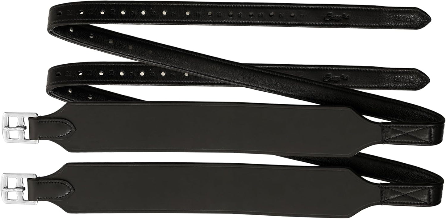 Exion Wide Stability Stirrup Leathers for English Saddles | Premium Cowhide Leather | Enhanced Leg Stability & Comfort | Sizes: 48" to 62"