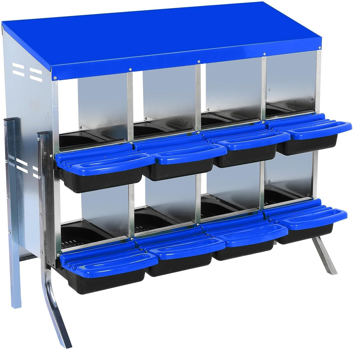 Chicken Nesting Box,8 Compartment Nesting Boxes for Laying Eggs with Legs,Wall Mount Poultry Roll Away Chicken Laying Boxes,Easy Egg Collection,Cleanable Pull Out Hen Roosting Boxes 8 Hole