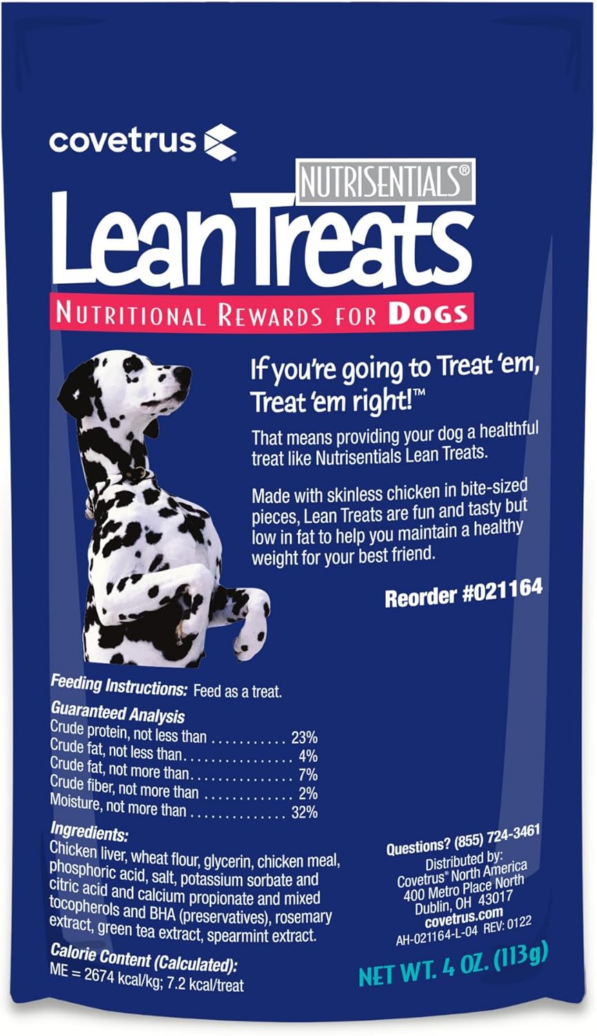 Covetrus Nutrisential Lean Treats for Dogs - Small, Medium & Large Dogs (K9) - Nutritional Low Fat, Bite-Size - Soft Chicken Flavor - Chicken Flavor - 3 Pack - 4oz