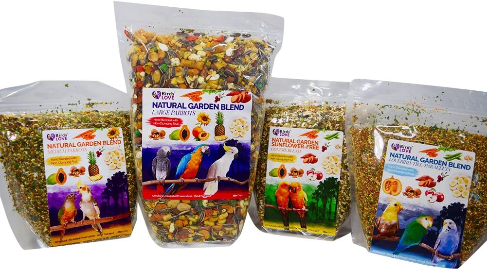 Birds LOVE All Natural Garden Blend Bird Food for Small Birds - Lovebirds, Cockatiels, Parakeets and Parrotlets 4lb