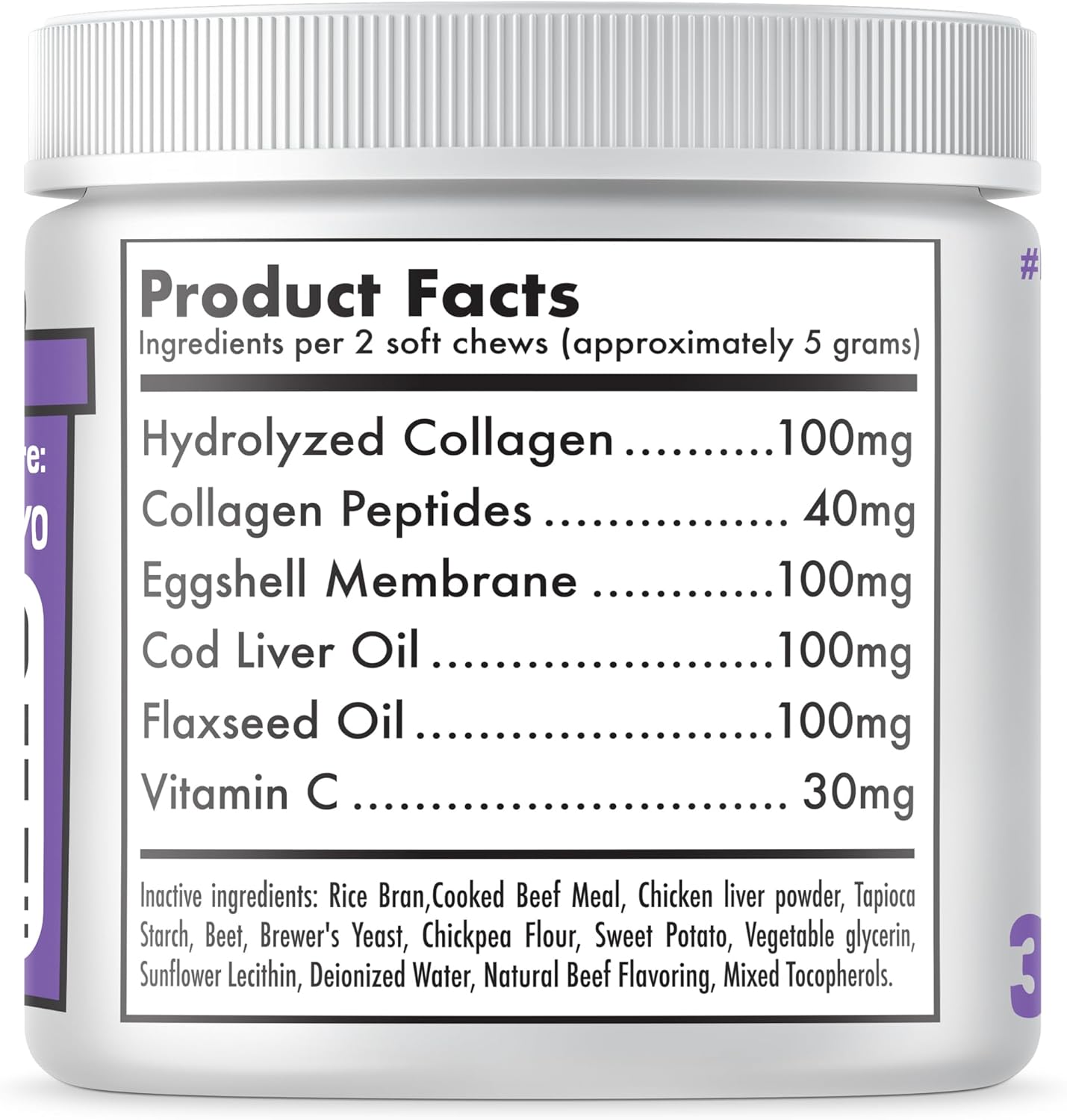 Collagen Dog Chews for Joint & Skin Health 30 Soft Chews All Breeds Mobility, Cartilage Repair & Pain Relief Hip & Joint Skin Coat Anti-inflammatory Support Eggshell Membrane Senior & Adult Dogs