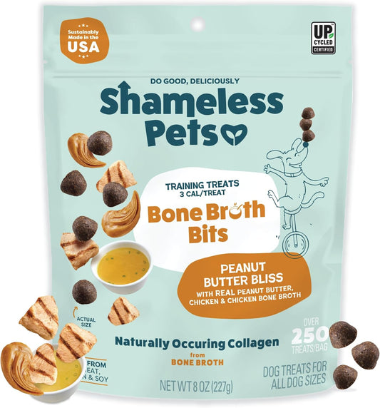 Shameless Pets Bone Broth Dog Training Treats – Soft, Natural Puppy & Dog Treats with Collagen – Healthy, Low-Calorie Training Chews for Small, Medium & Large Dogs - 8oz (Pack of 1)