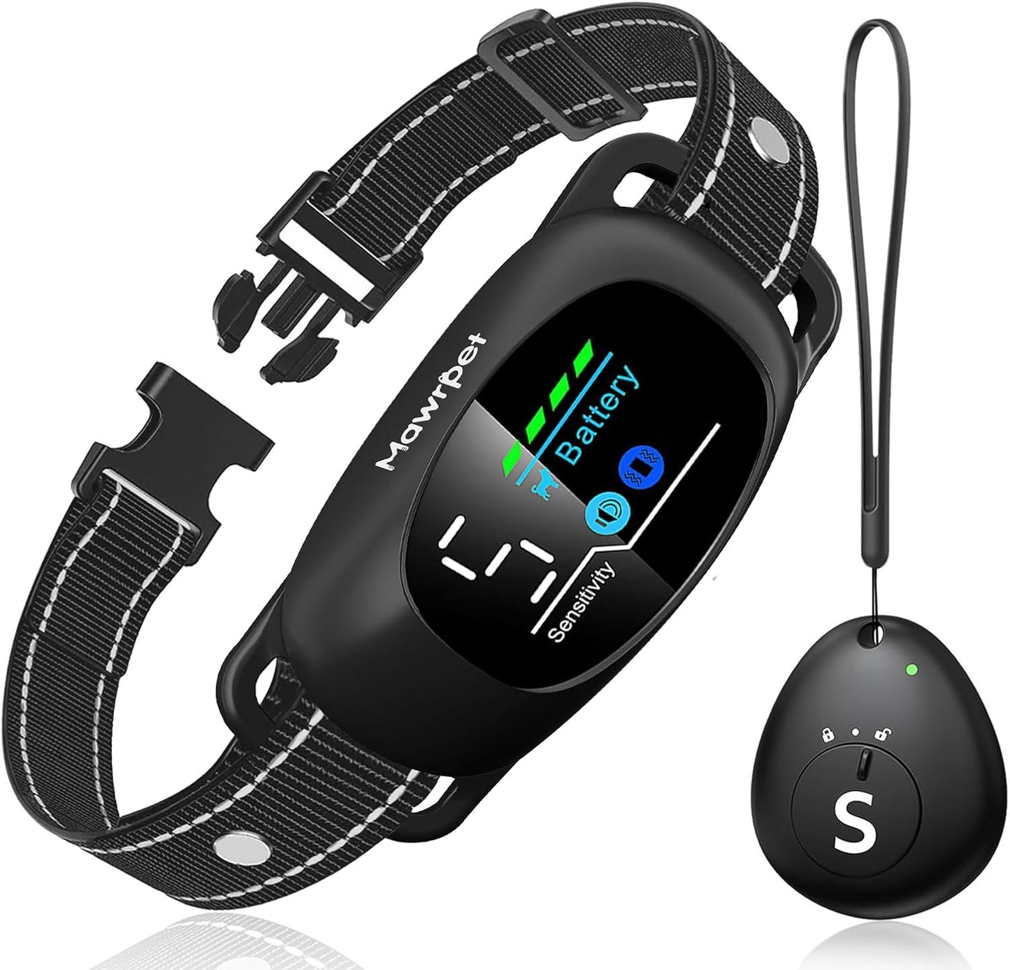 Upgraded Anti-Bark Collar with Remote Tag, 2-in-1 Dog Training Collar&Dog Bark Collar with 5 Adjustable Sensitivity,Smart Anti Barking for Large Medium Small Dogs(8-150lbs)-Black