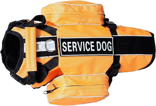 Serijoars Dog Vest Harnesses with Saddlebag Backpack for Camping & Travel - Reflective Hound Hiking Backpack Saddle Bag - Lightweight Vest Harness for Medium & Large Dogs (Orange, S)