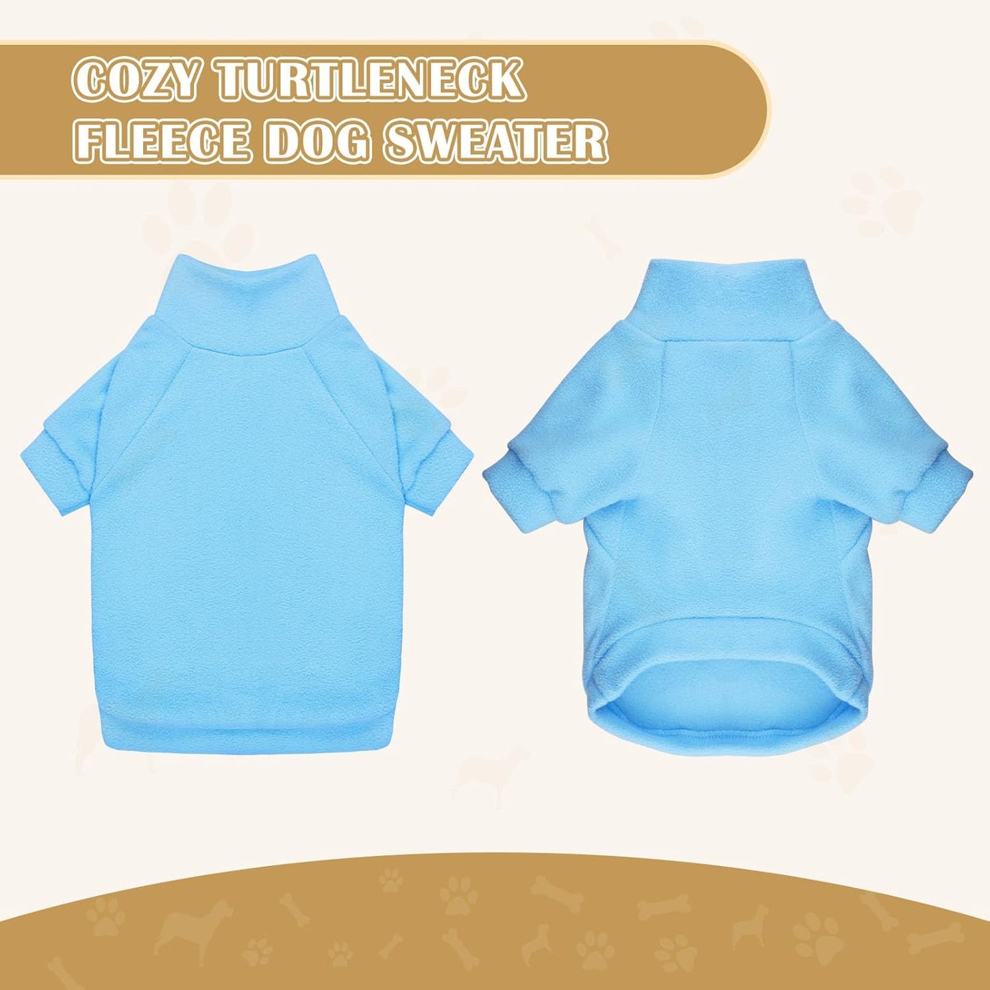 3 Pack Dog Sweaters for Small Dogs, Fleece Dog Sweater Pet Clothes Turtleneck Soft Warm Sweatshirt Puppy Sweater Boy Girl Pet(Gray+Blue+Coffee,S)