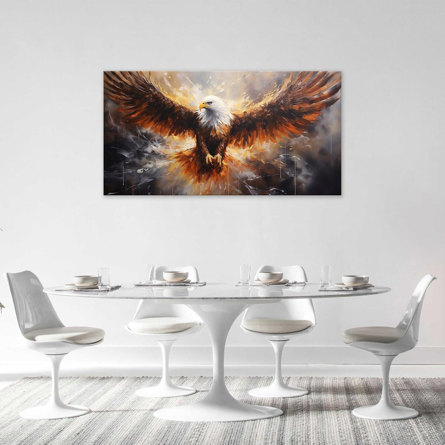 Bald Eagle Animal Large Canvas Flying Bird Wildlife Oversize Wall Art Living Room Big Wings Kitchen Pictures Framed Prints Aesthetics Wall Decor Painting Artwork for Bedroom Dining Office Home 60"x30"