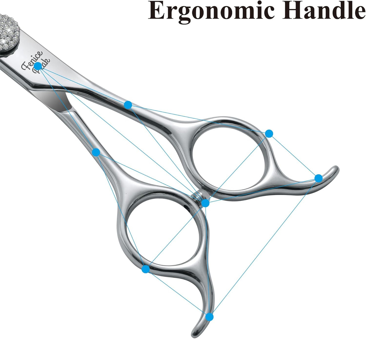Fenice Peak 7.5‘’ Super Curved Dog Grooming Scissors with Jewelled Screw 440C Stainless Steel Pet Grooming Bending Scissors with Symmetrical Handle for Groomer and Home User