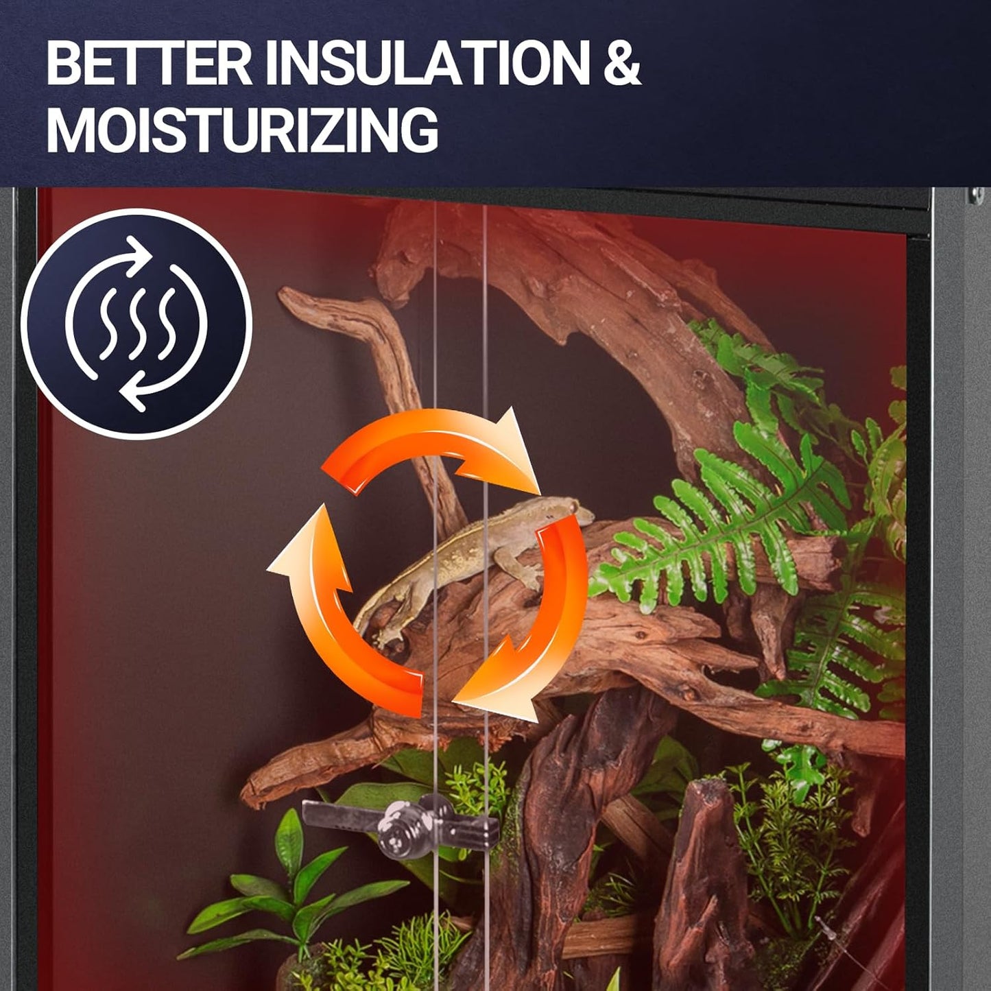 REPTI ZOO 35 Gallon PVC Reptile Tank, 36x18x12 Reptile Terrarium for Crested Gecko Leopard Gecko Frog Lizard Snake Turtle Hermit Crab, Reptile Enclosure with Sliding Door & Screen Ventilation, Black