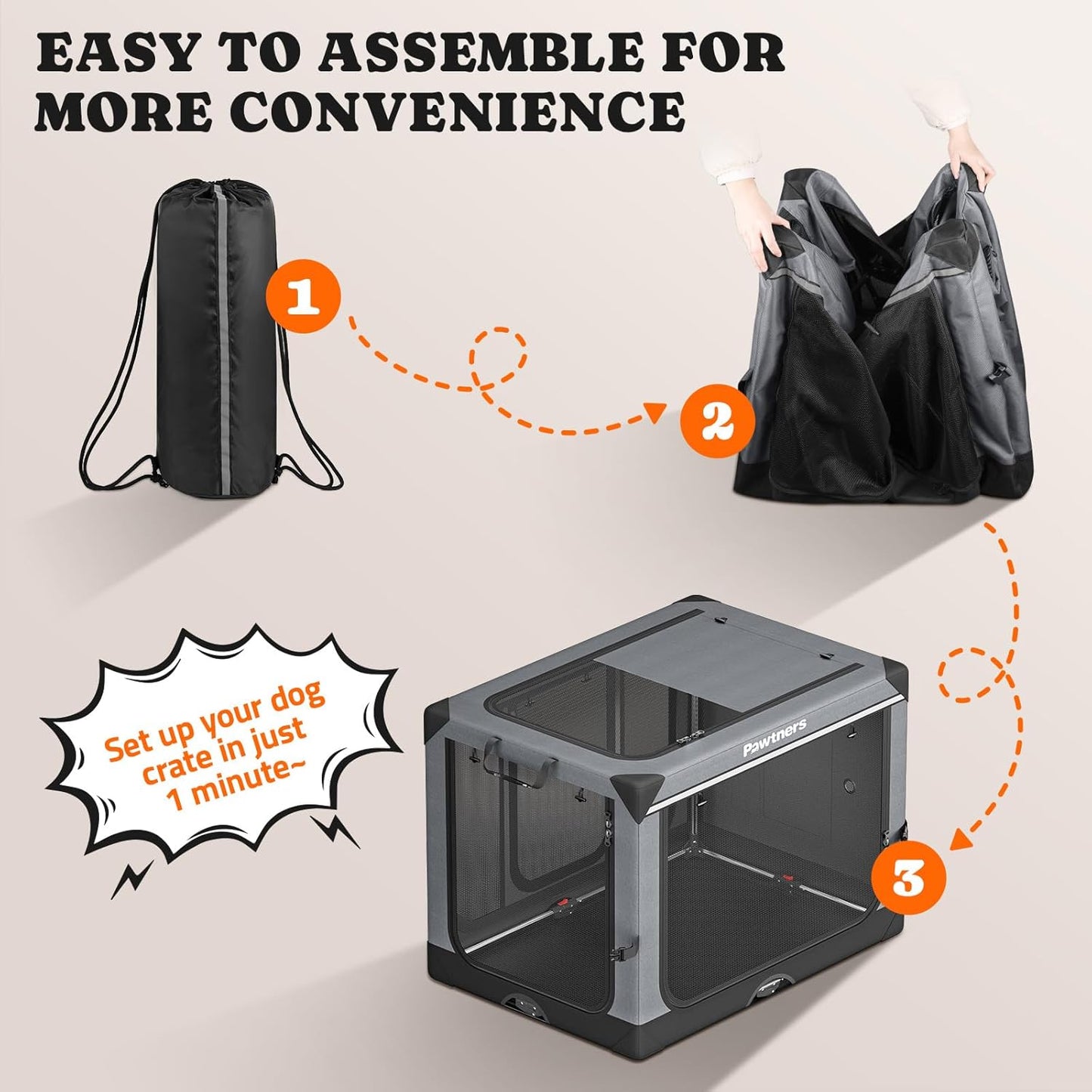 Collapsible Dog Crate: 30 Inch Foldable Soft Sided Dog Crate for Medium Dogs, Portable Dog Travel Kennel with Soft Mat for Indoors & Outdoors, Grey (30" L x 21" W x 21" H)