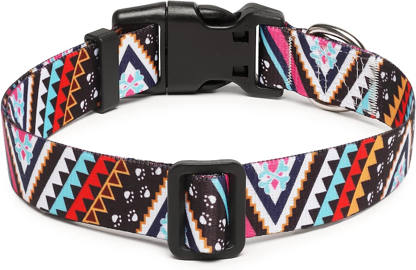 Mercano Adjustable Dog Collar - Special Design Patterns, Soft Nylon Comfortable Durable Pet Collar for Small Medium Large Dogs (L, Ethnic Pink)