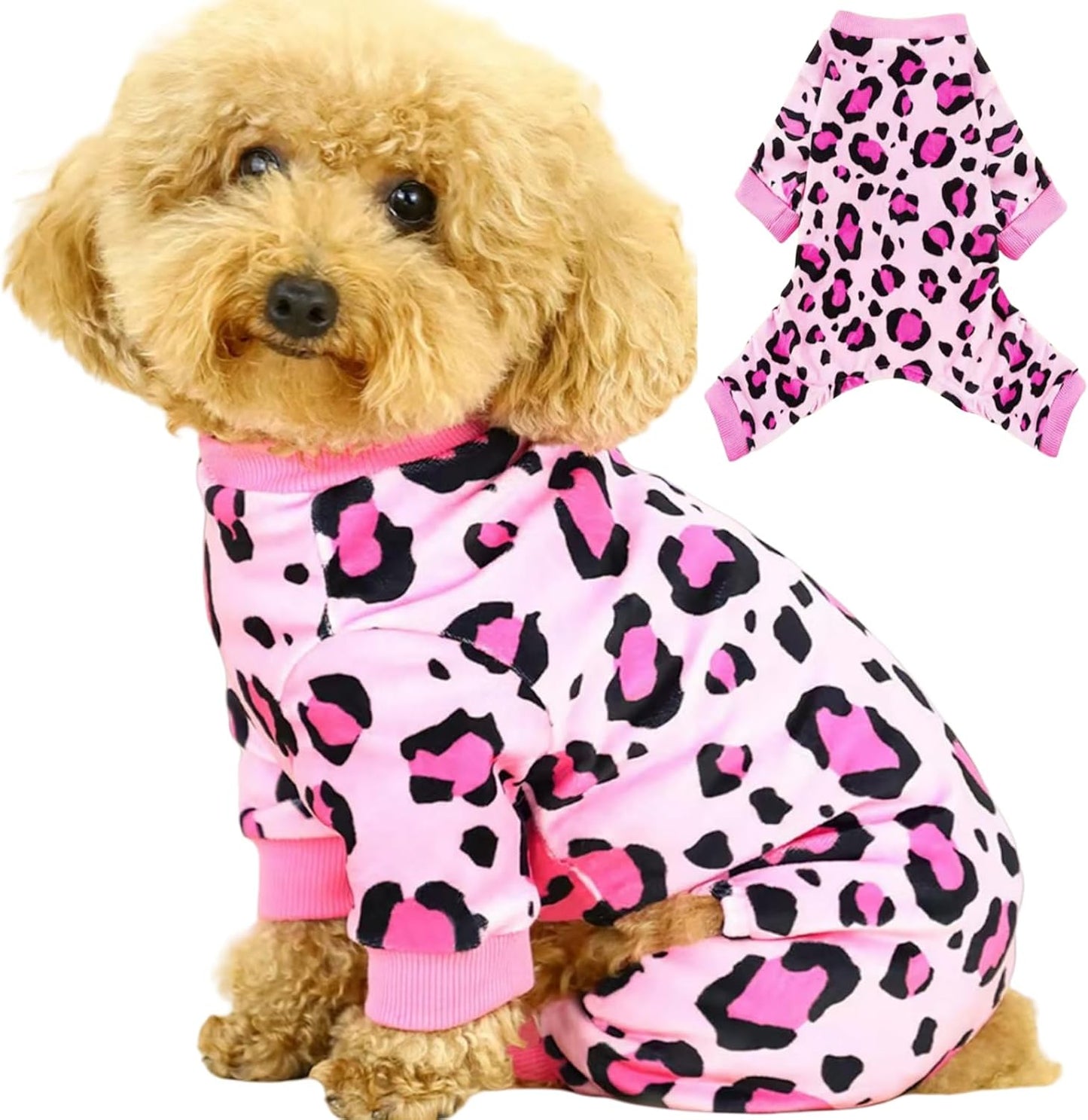 Vet-Approved Dog Onesie Pajamas for Small Dog Clothes - Lightweight Soft Stretchy Puppy Costume - Certified Hypoallergenic Comfort Anxiety-Reducing (Pink,Small)