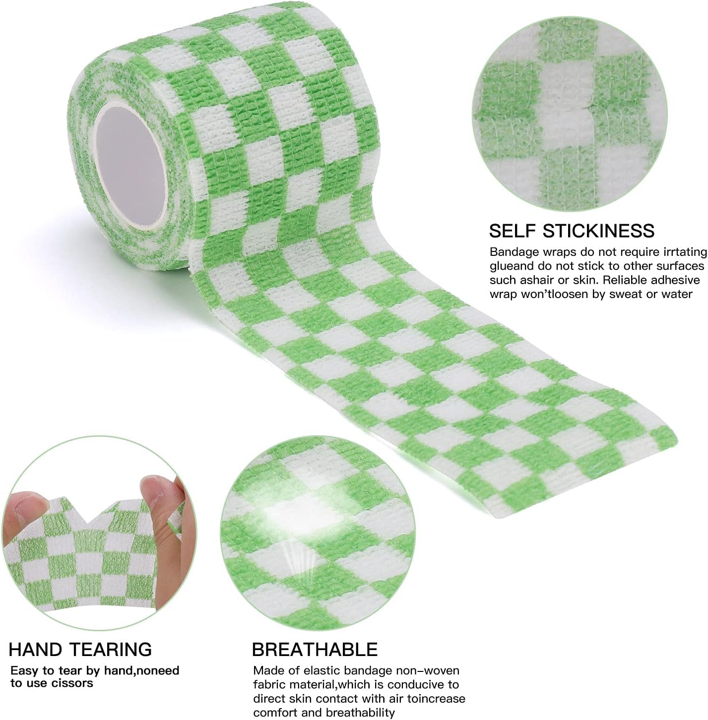 Vet Wrap Self Adhering Bandage Wrap Cohesive Bandage Multi-Function Wrap Tape for Dogs Cats Horses Birds Animals Non-Woven Strong Sports Tape for Wrist Healing Ankle Sprain & Swelling 6 Rolls