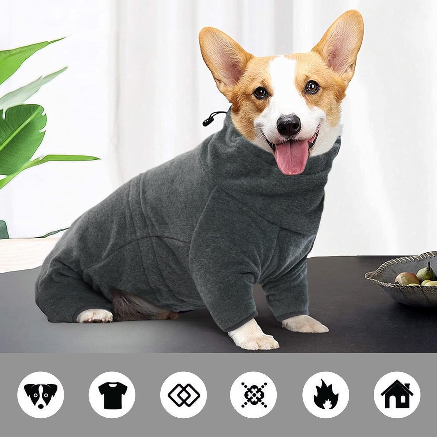 ROZKITCH Large Dog Sweaters for Male Dogs, Pet Windproof Warm Cold Weather Jacket Vest Cozy Jumpsuit Apparel Outfit Clothes for Small Medium Large Dog Walking Hiking Sleep Grey 2XL