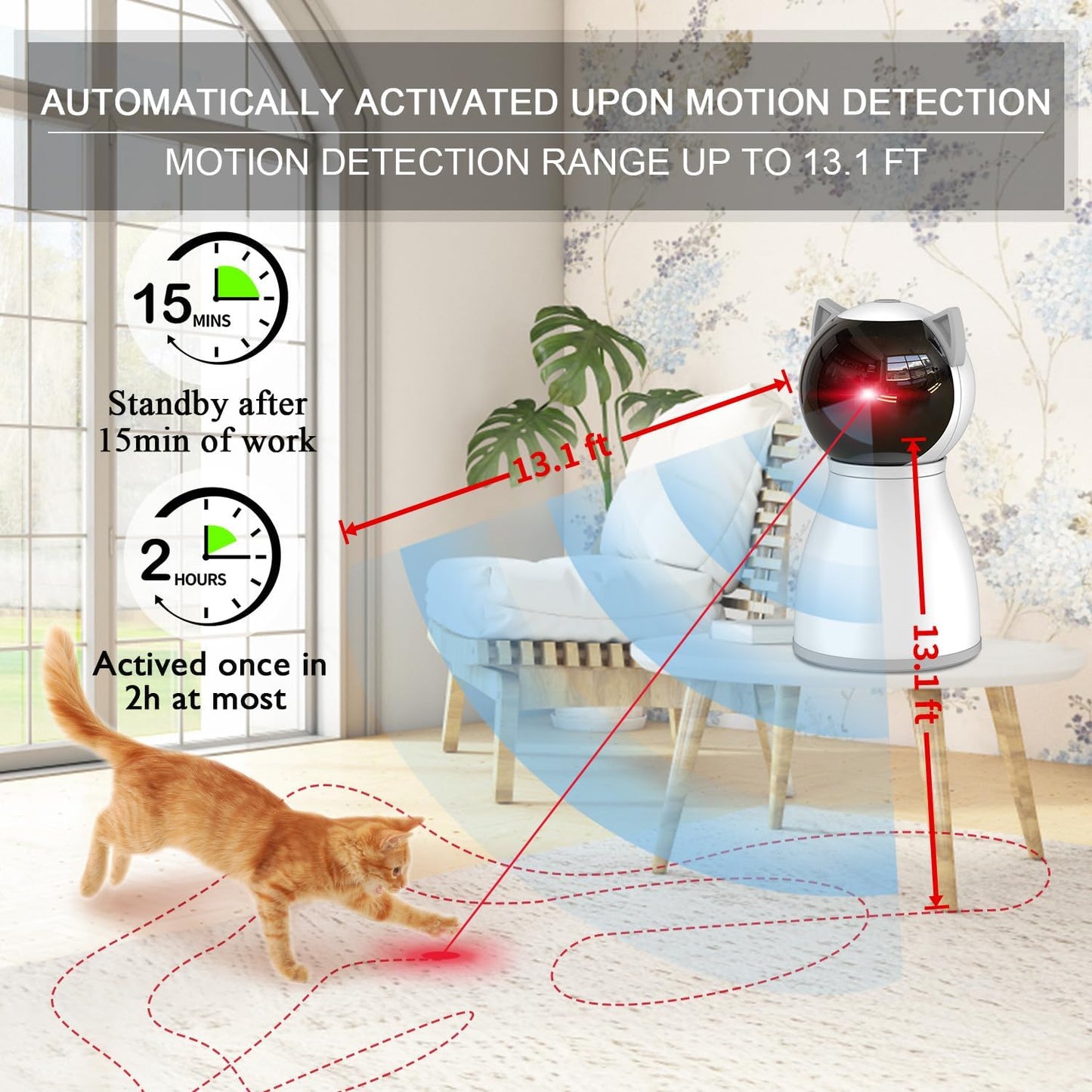 Laser Cat Toys for Indoor Cats,The 4th Generation Real Random Trajectory Motion Activated Rechargeable Automatic Cat Laser Toy,Interactive Cat Toys for Bored Indoor Adult