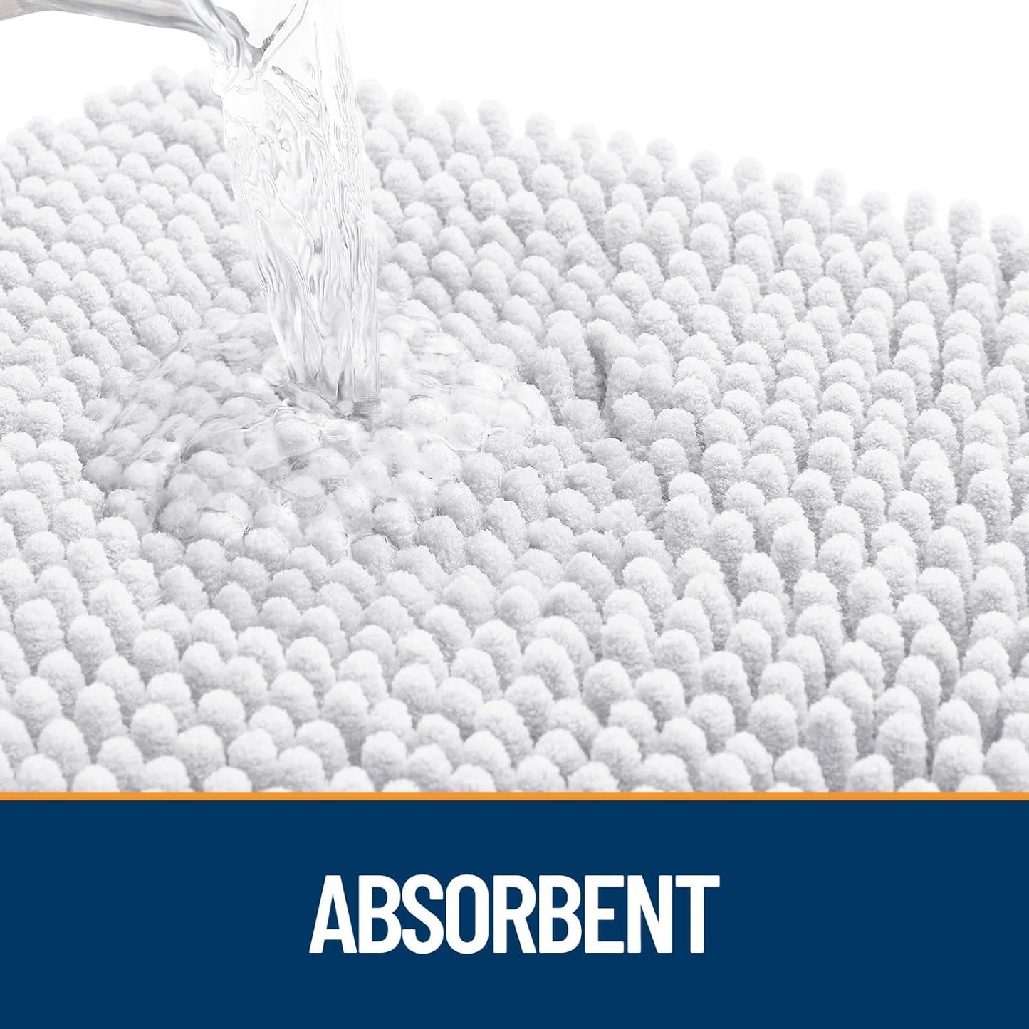 OLANLY Dog Door Mat for Muddy Paws 47x20, Absorbs Moisture and Dirt, Absorbent Non-Slip Washable Doormat, Quick Dry Chenille Mud Mat for Dogs, Entry Indoor Entryway Carpet for Inside Floor, White