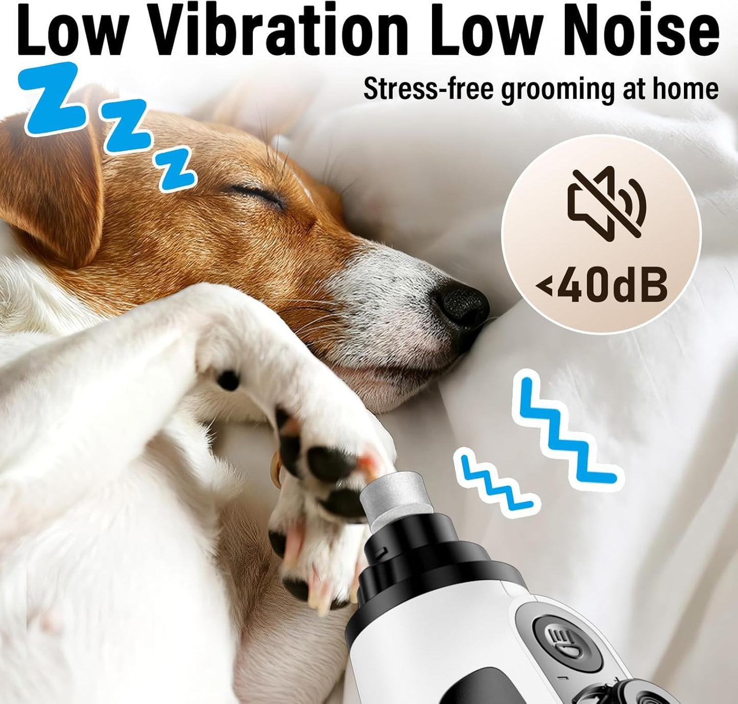 Casfuy Smart 6-Speed Dog Nail Grinder - 50% More Power Pet Nail Grinder with 2 LED Lights Quiet Rechargeable Electric Dog Nail Trimmers File Toenail Grinder for Large Medium Small Dogs & Cats (White)