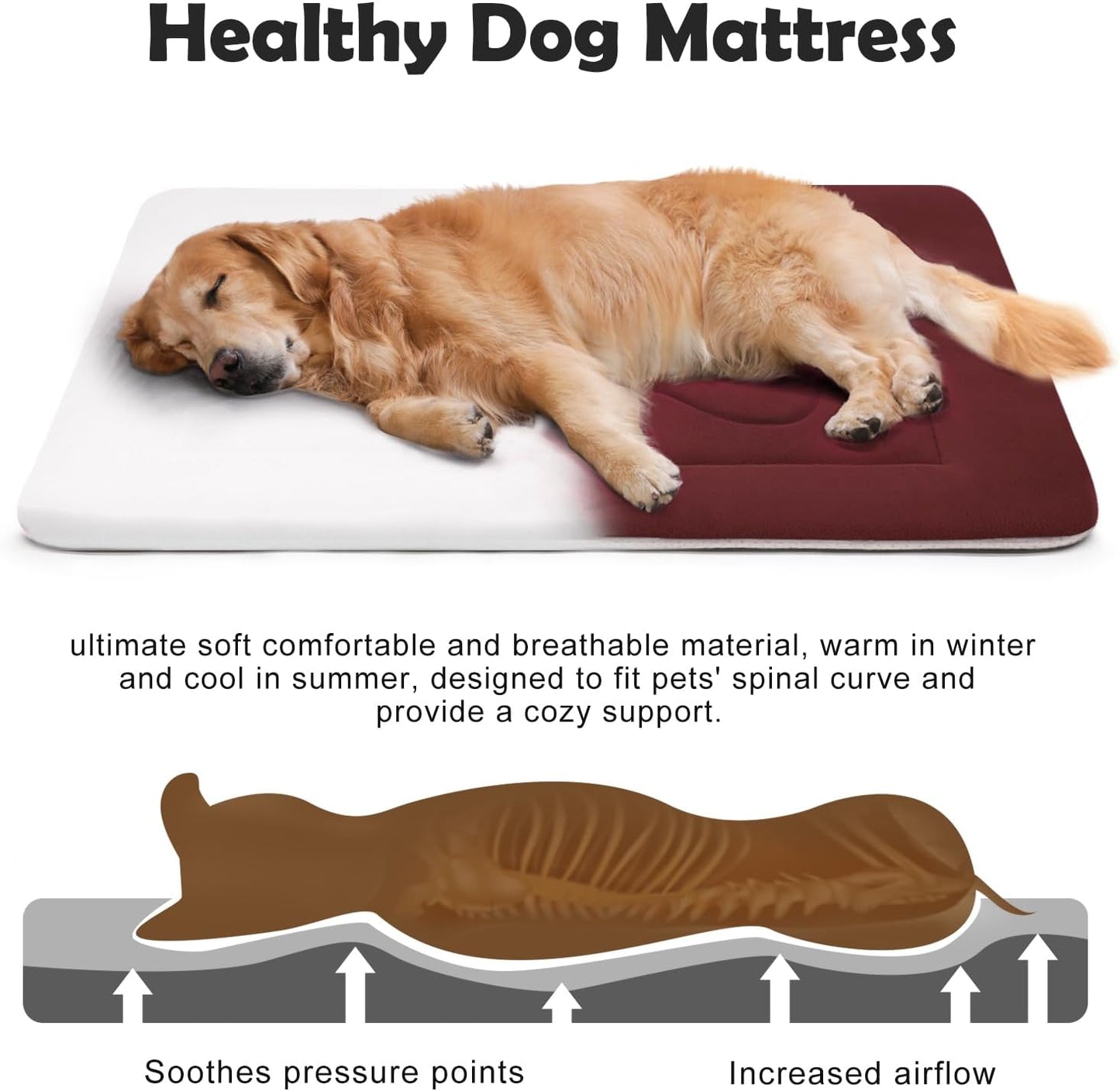 JoicyCo Extra Large Dog Bed Crate Mat 47 in Non-Slip Washable Soft Mattress Kennel Pads