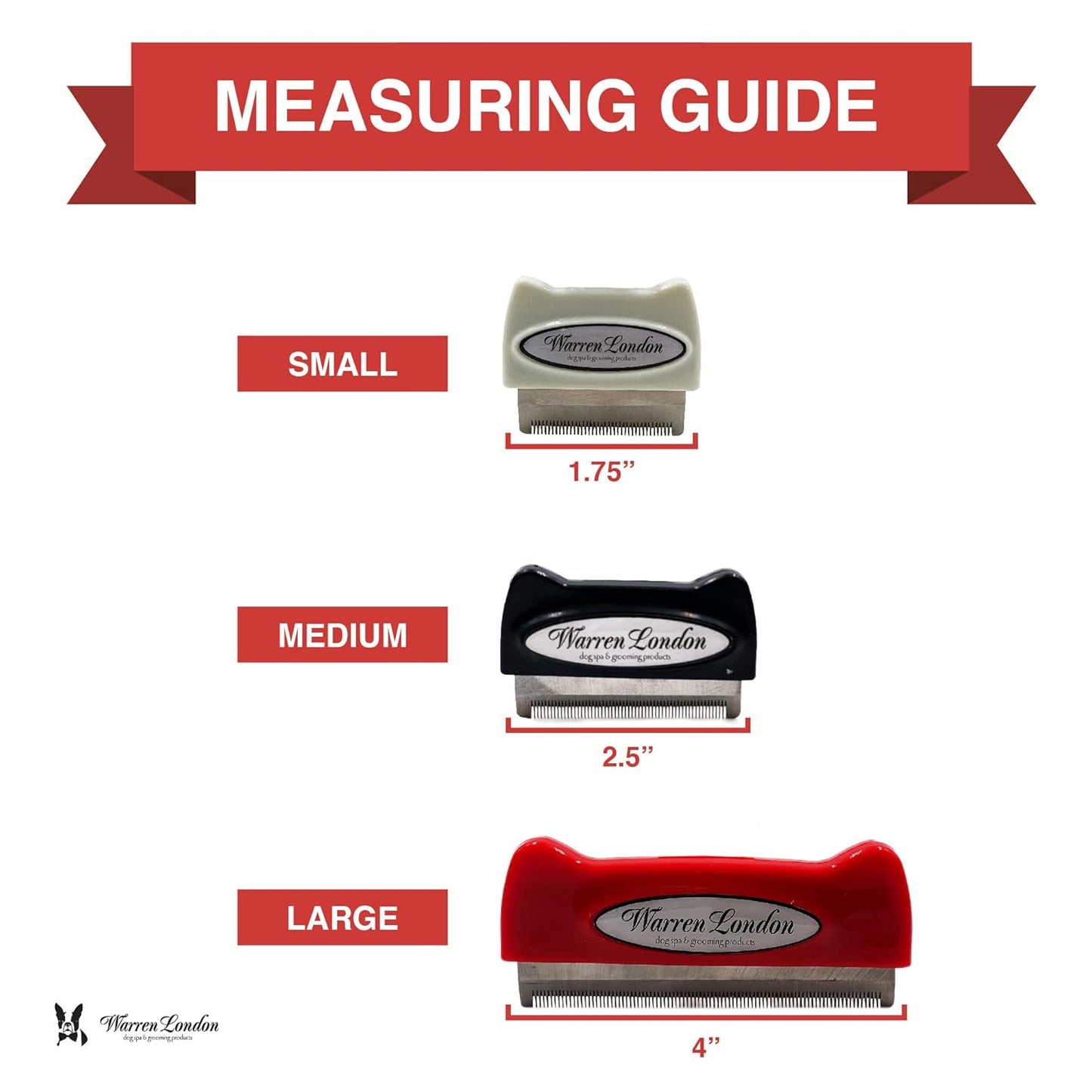 Warren London Medium Long-Hair Deshedding Brush | 2.5″ Stainless ¼″ Teeth | Breaks Up Mats & Captures Loose Undercoat | For Spaniels, Aussies & Mixed Breeds