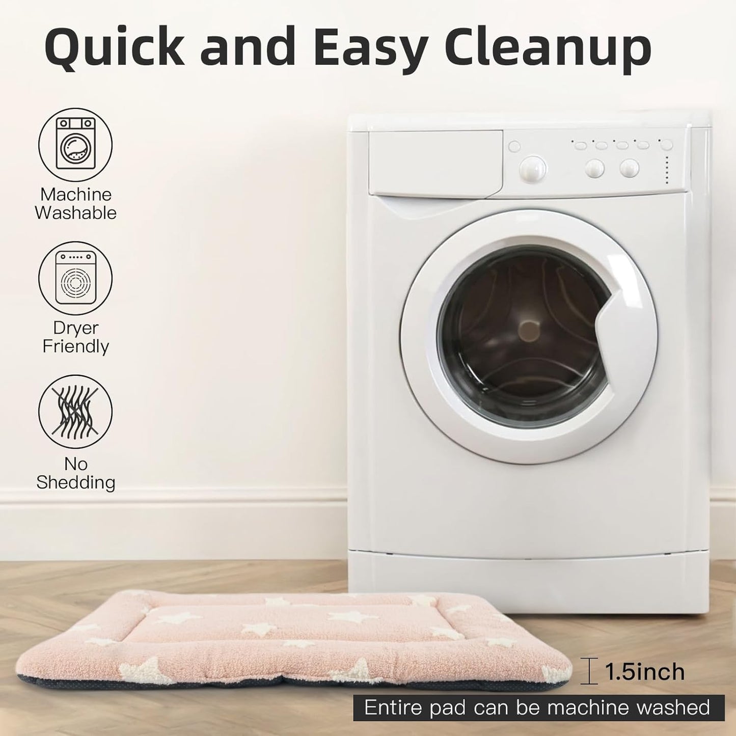 Mora Pets Dog Crate Pad Dog Kennel Bed Mat for Large Dogs Washable Cute Star Pet Bed for 36 inch Cage Ultra Soft Flat Puppy Cat Cushion for Cozy Sleeping Anti-Slip Pink 36 x 23