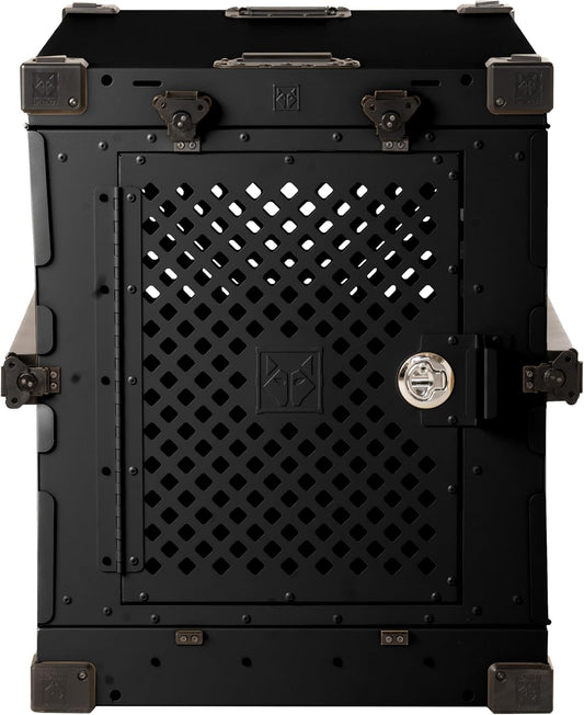 Impact Collapsible Dog Crate - Foldable Hard Crate for Intermediate Dogs - Heavy Duty Travel Kennel with Powder-Coated Aluminum - Quick Setup for Indoor & Outdoor (Black, 34" (34.5" L x 23" W x 29" H)