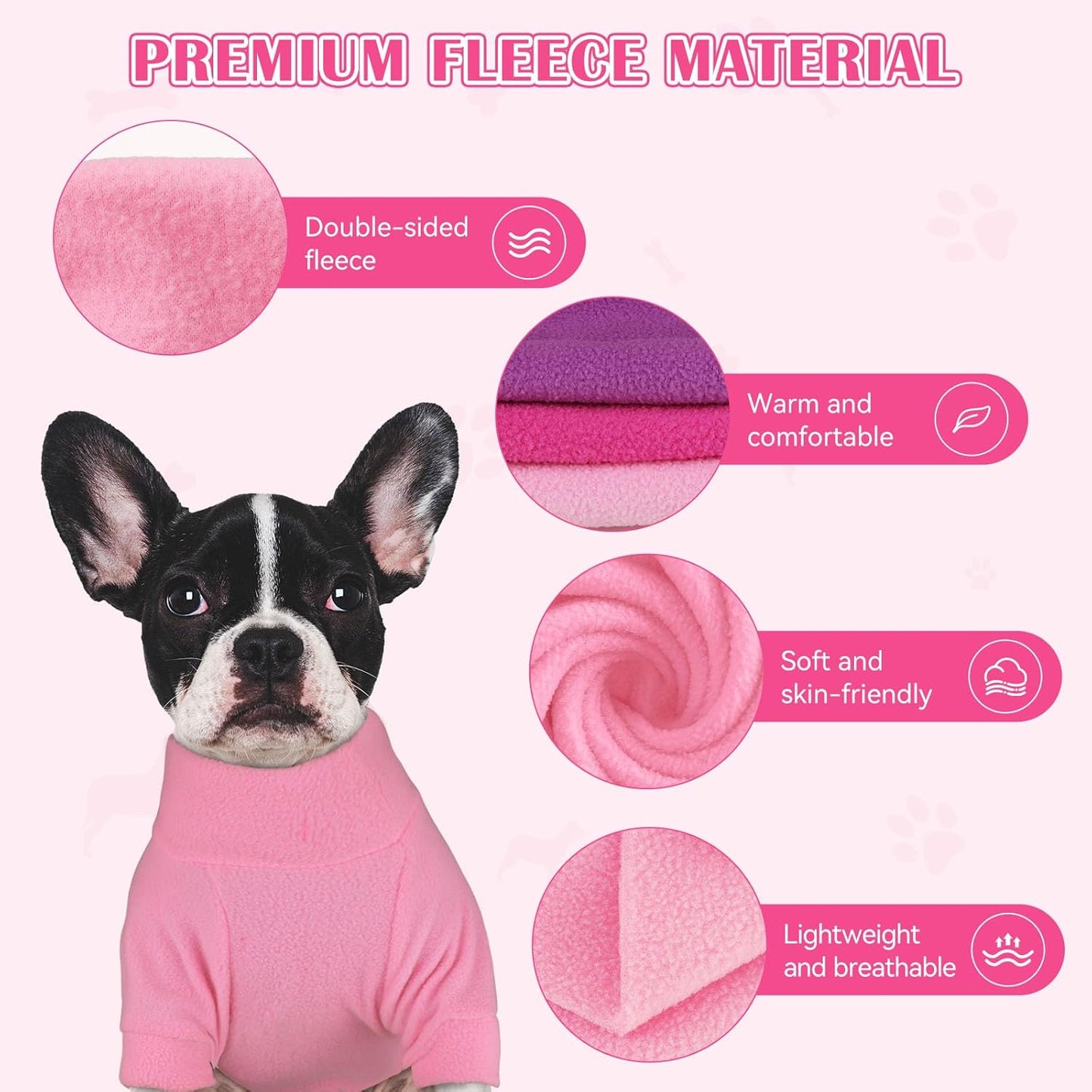 3 Pack Dog Sweaters for Small Dogs, Fleece Dog Sweater Pet Clothes Turtleneck Soft Warm Sweatshirt Puppy Sweater Boy Girl Pet(Pink+Hotpink+Purple,S)