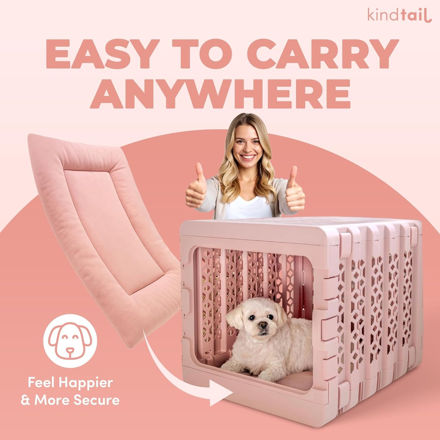 KindTail Dog Crate Pad - Soft Velvet, Reversible Bed - Machine Washable Kennel Mat for Pets up to 15 lbs, Mattress for Cozy Sleeping - 20” x 15” x 1” (Light Blue, Small)